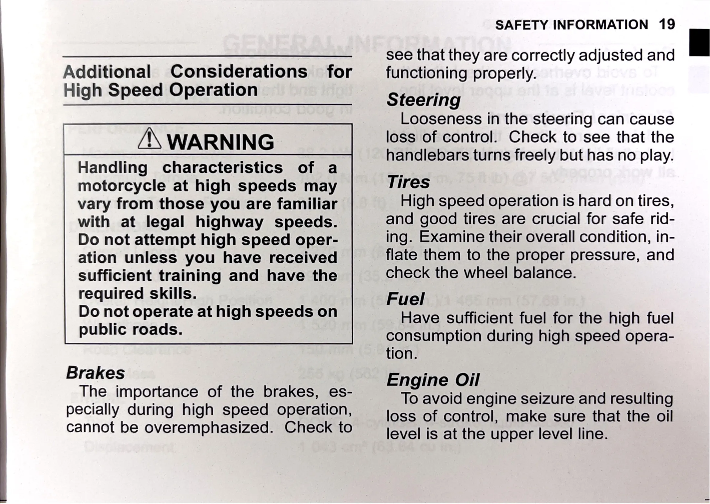 Owner's Manual page 21 — SAFETY INFORMATION