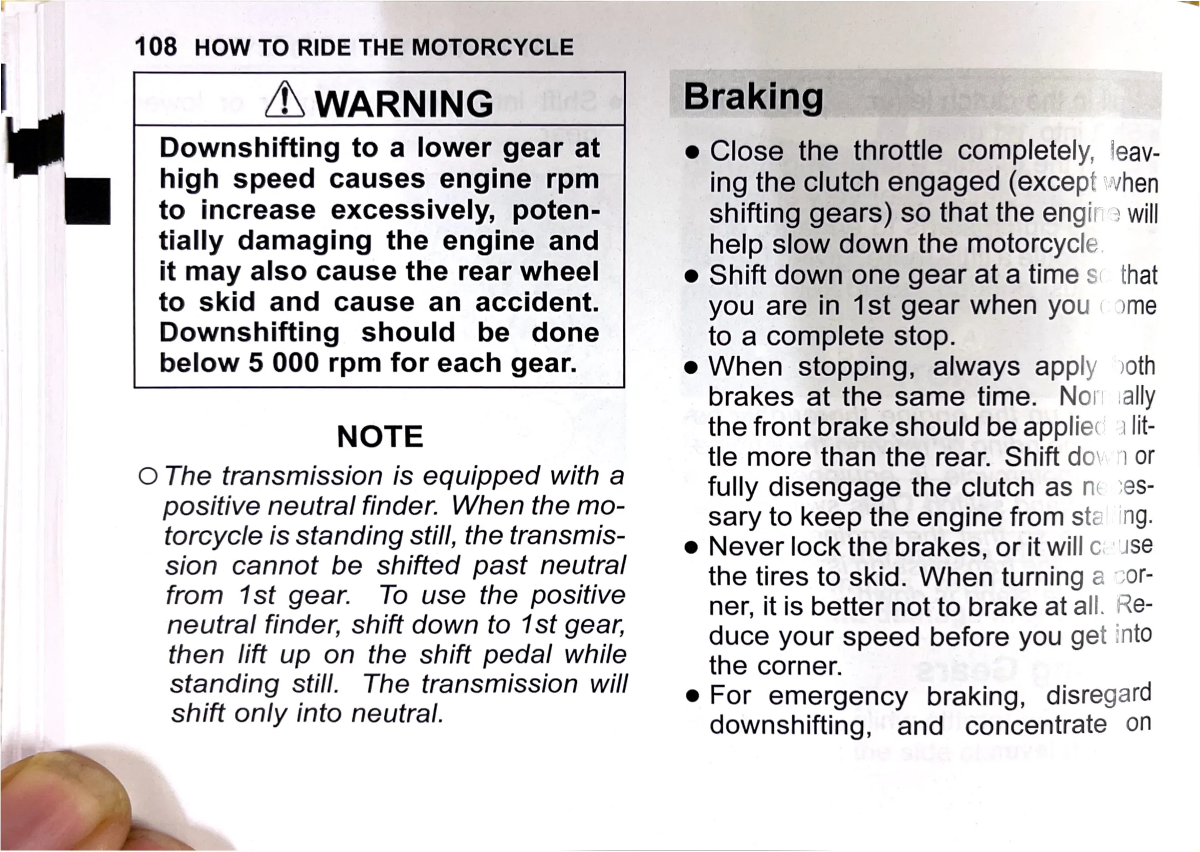 Owner's Manual page 111 — HOW TO RIDE THE MOTORCYCLE