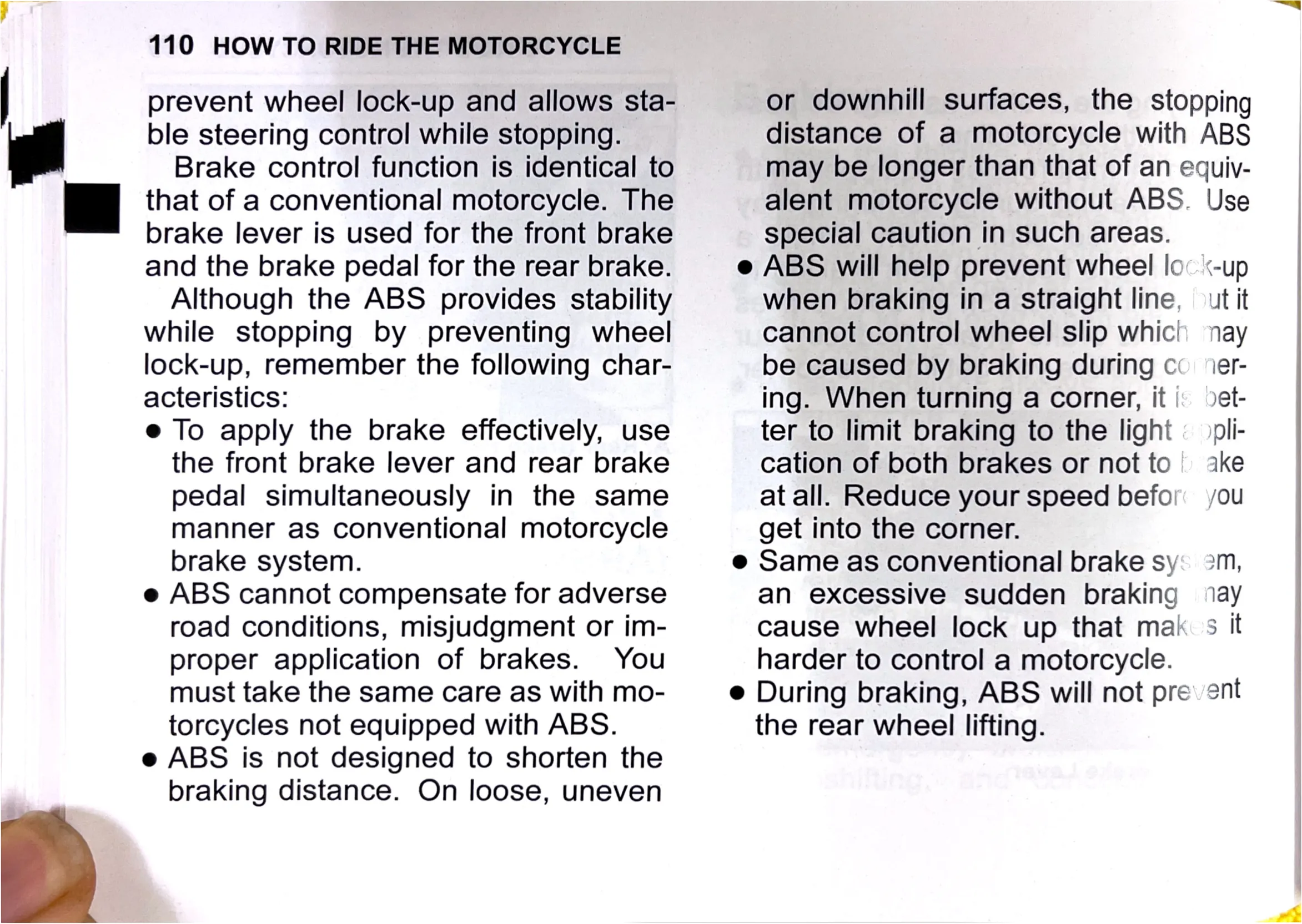 Owner's Manual page 113 — HOW TO RIDE THE MOTORCYCLE