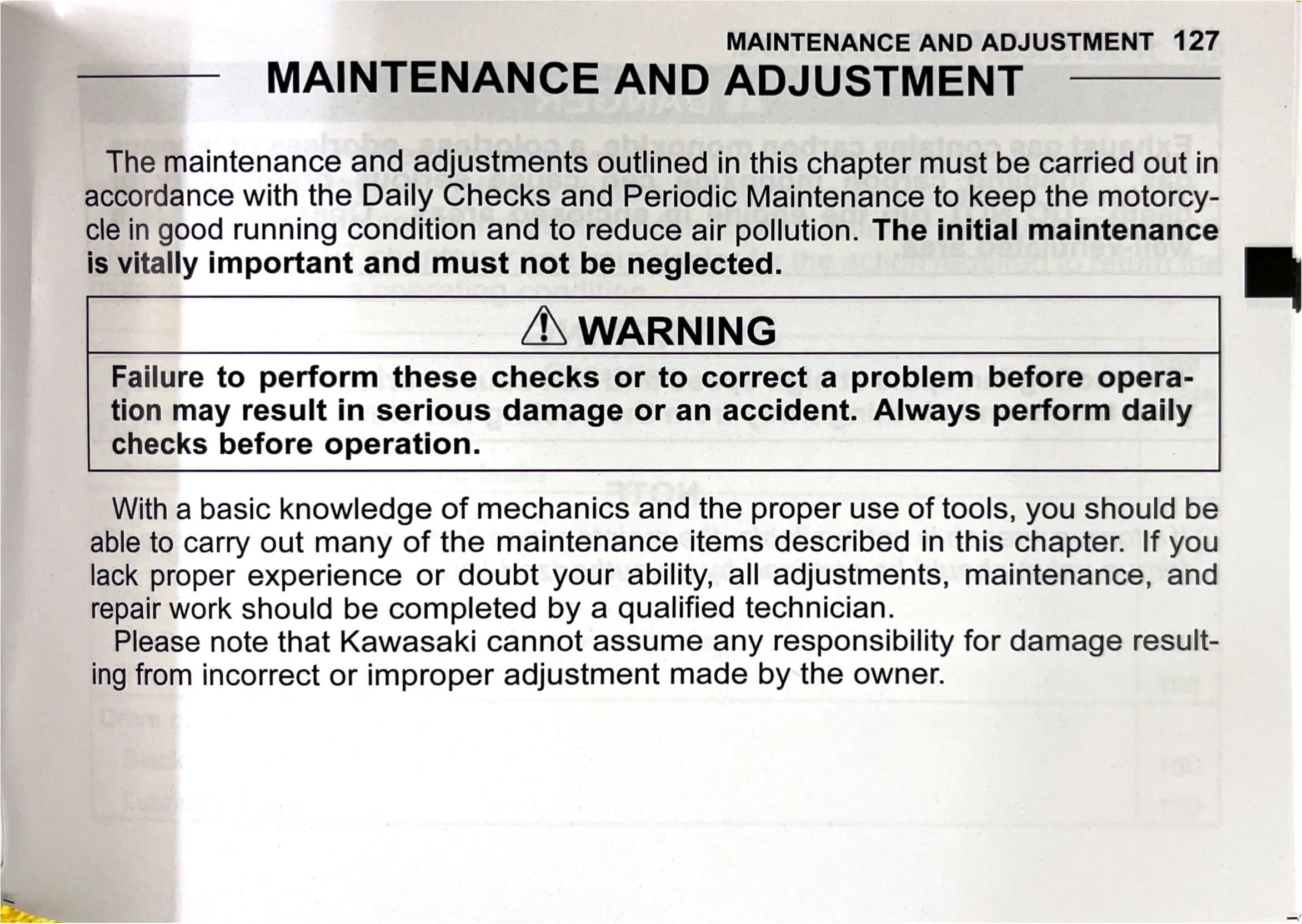 Owner's Manual page 130 — MAINTENANCE AND ADJUSTMENT