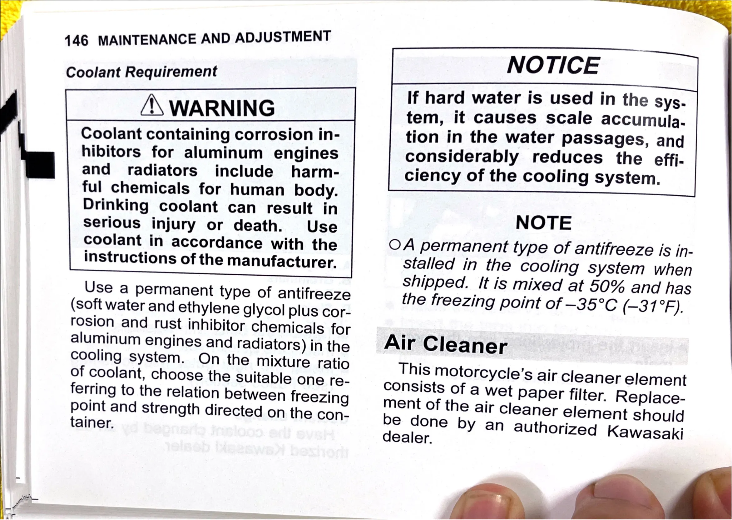 Owner's Manual page 149 — MAINTENANCE AND ADJUSTMENT