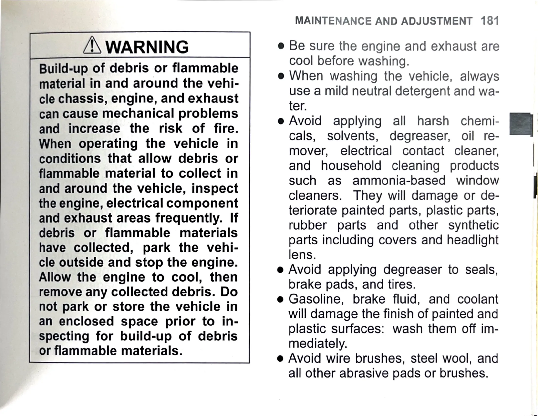 Owner's Manual page 184 — MAINTENANCE AND ADJUSTMENT