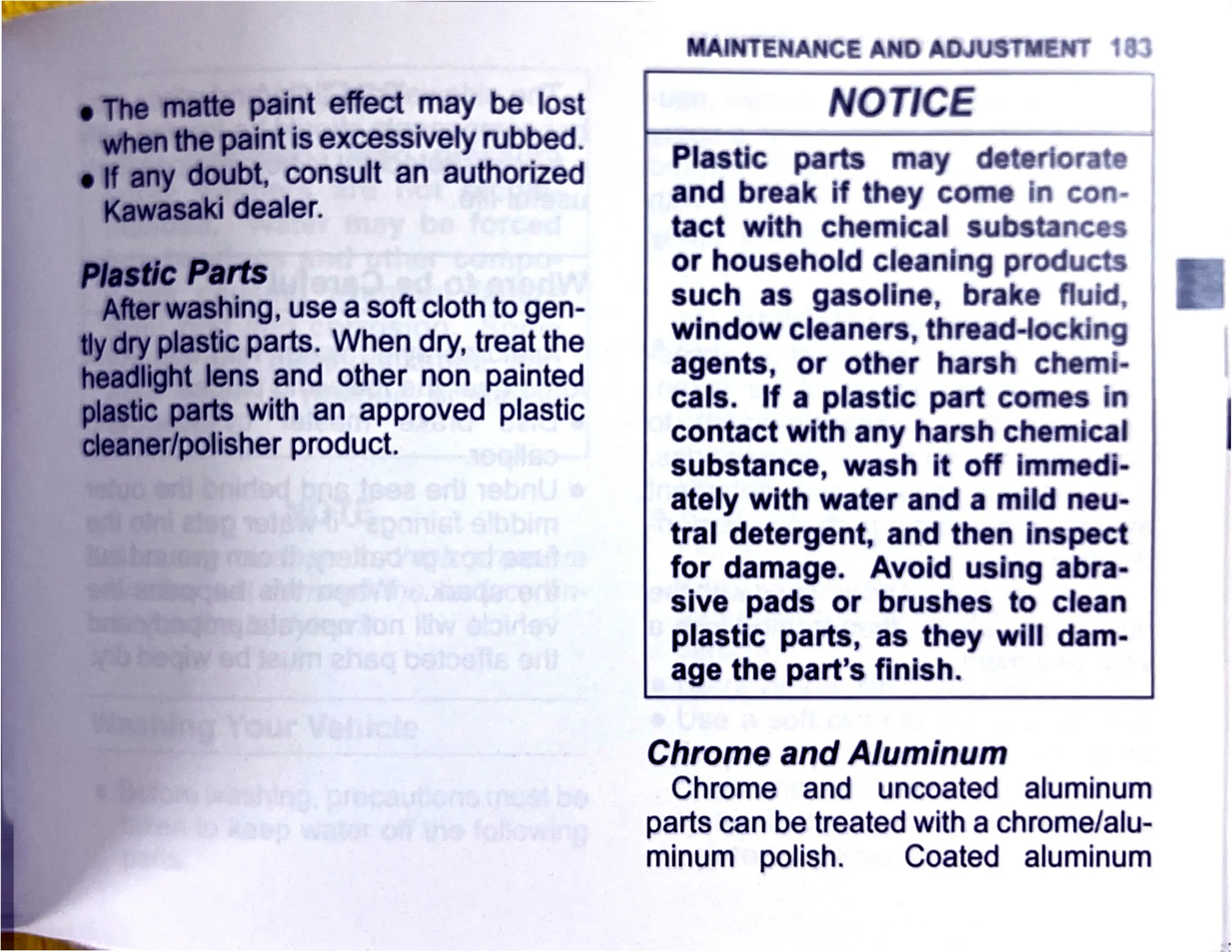 Owner's Manual page 186 — MAINTENANCE AND ADJUSTMENT