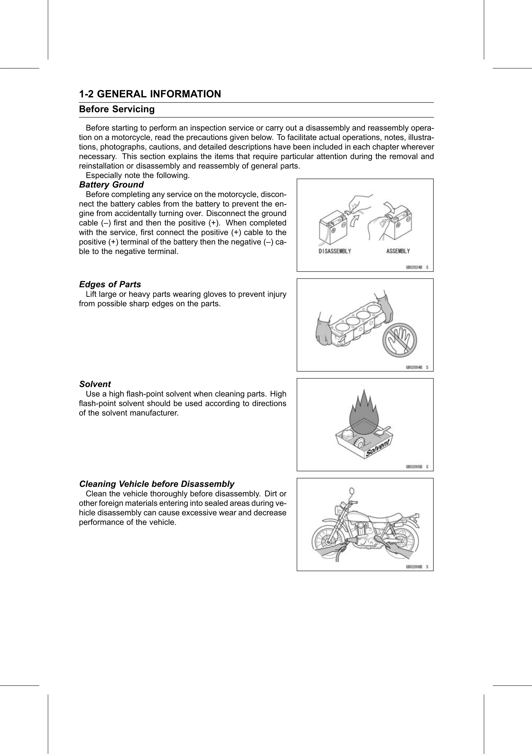 Service Manual (KLZ1000C) page 12 — General Information › Before Servicing