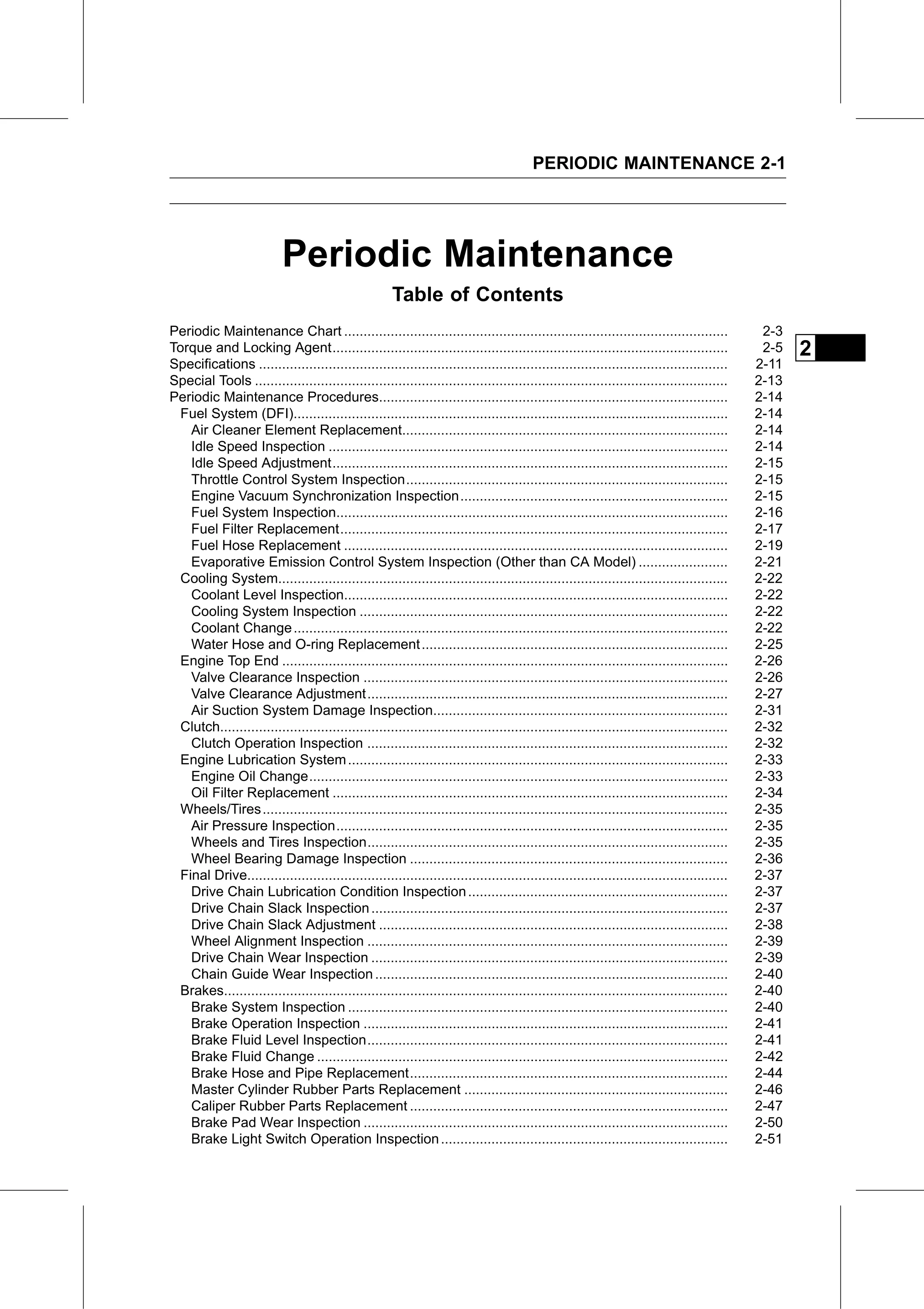 Service Manual (KLZ1000C) page 23 — Periodic Maintenance