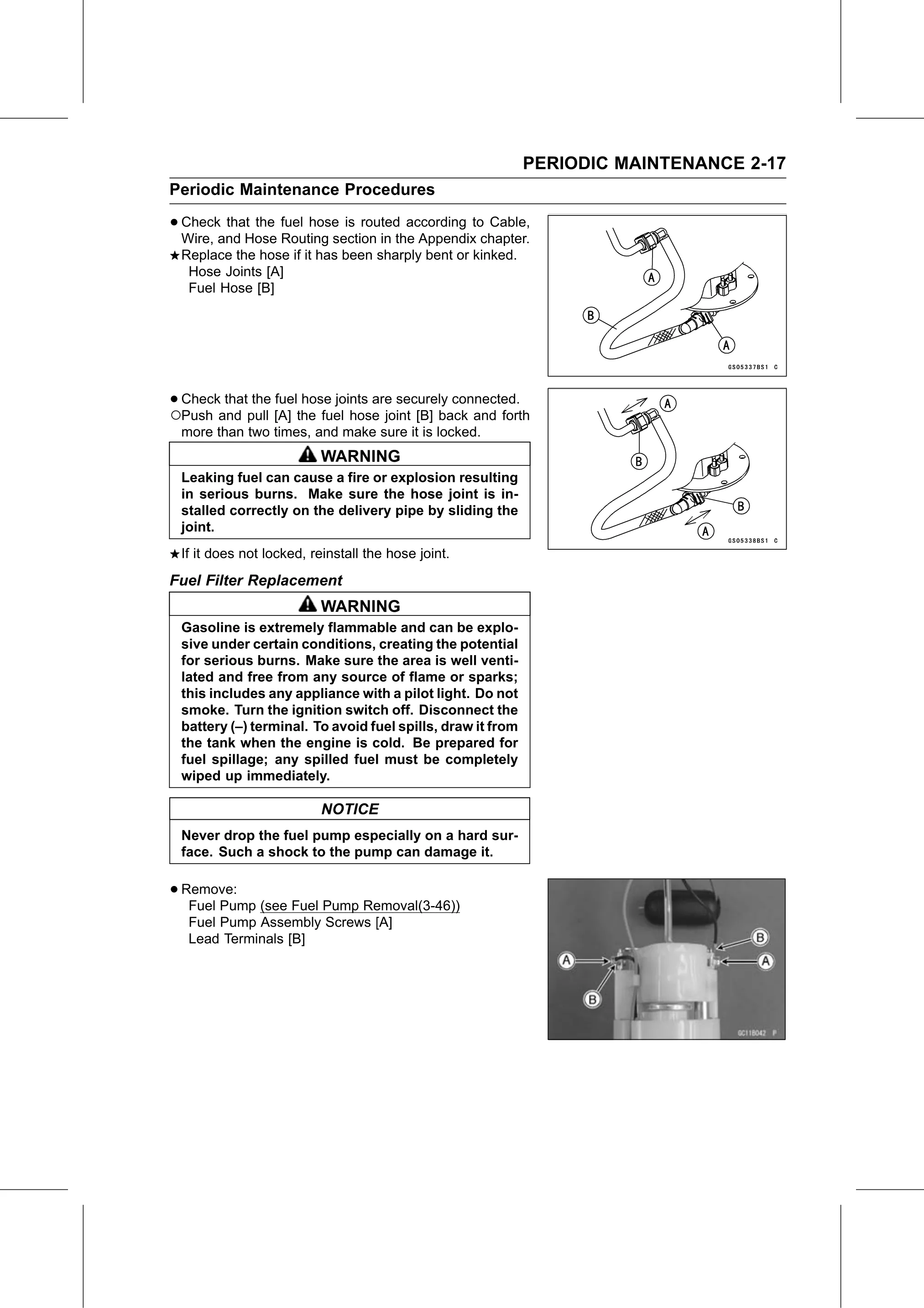 Service Manual (KLZ1000C) page 39 — Periodic Maintenance › Fuel Filter Replacement