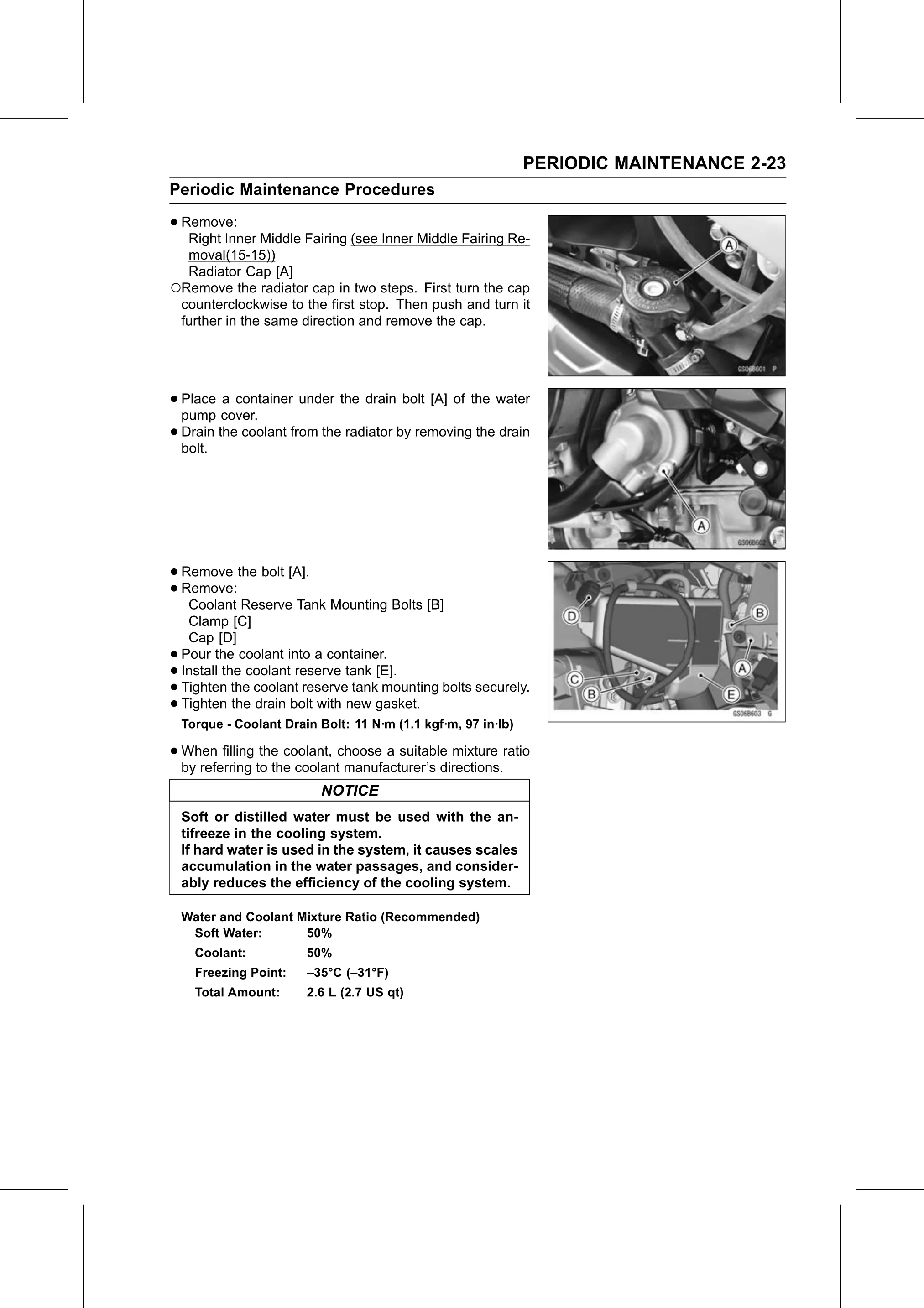 Service Manual (KLZ1000C) page 45 — Periodic Maintenance › Coolant Change