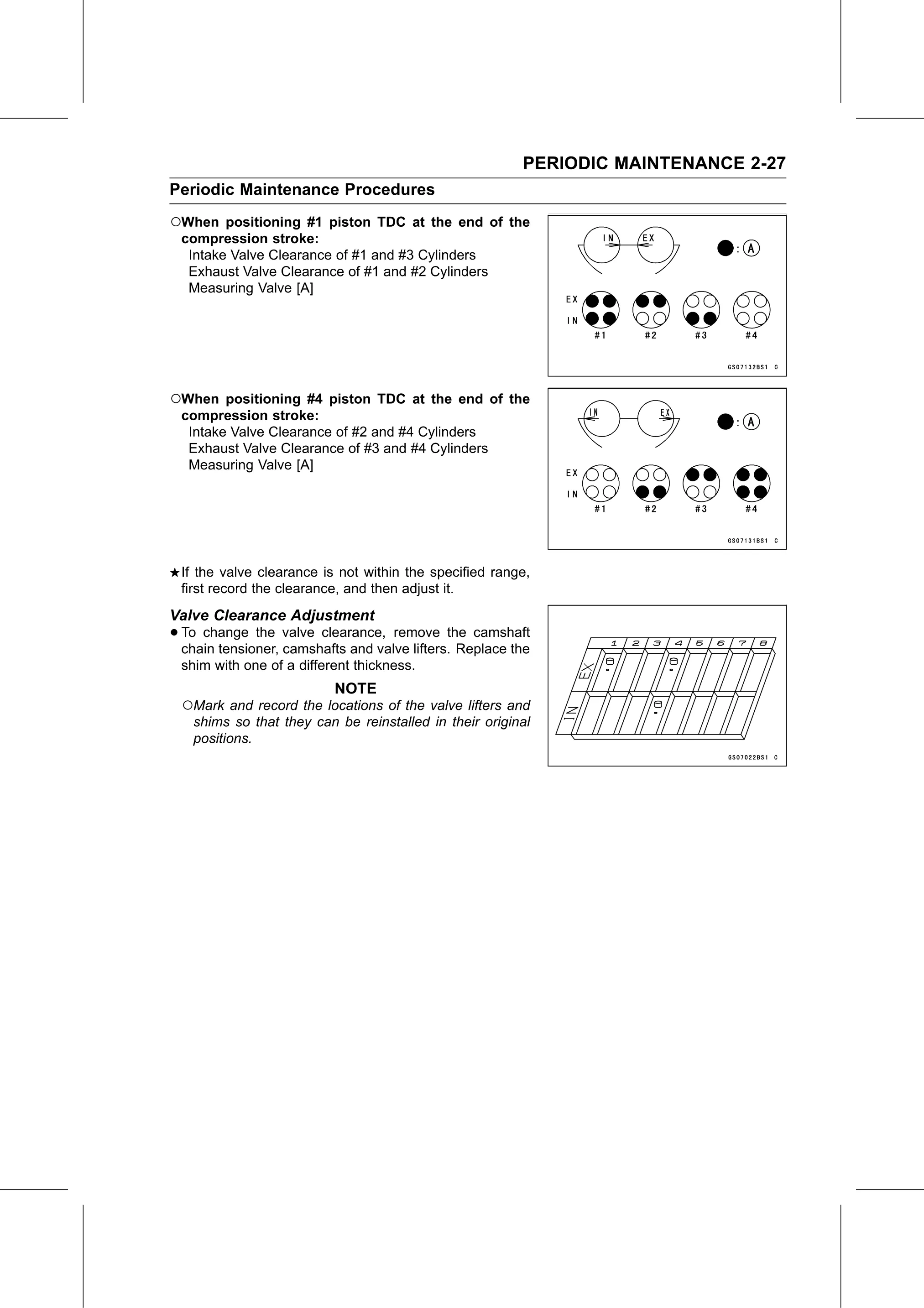 Service Manual (KLZ1000C) page 49 — Periodic Maintenance › Valve Clearance Adjustment