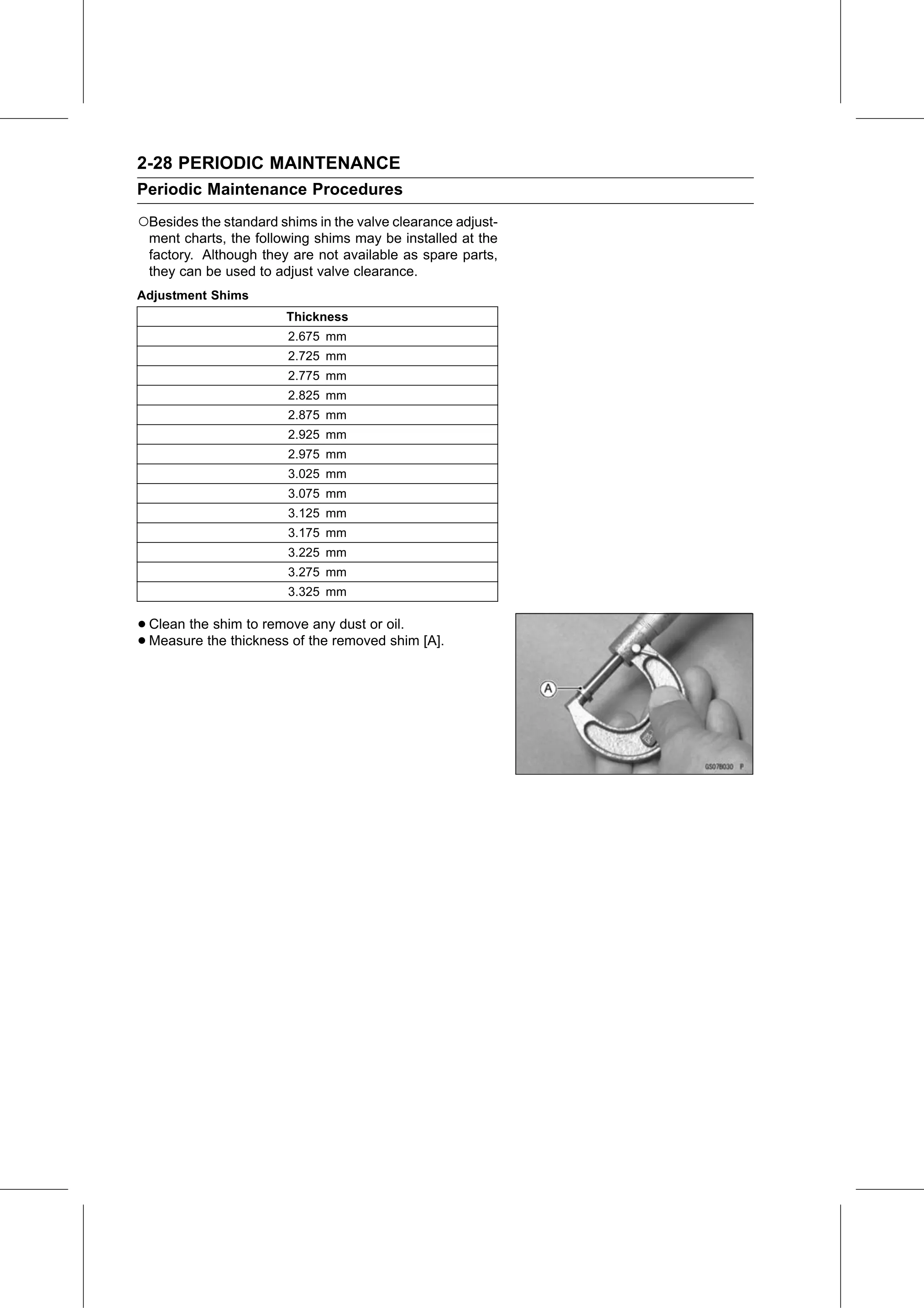 Service Manual (KLZ1000C) page 50 — Periodic Maintenance › Valve Clearance Adjustment