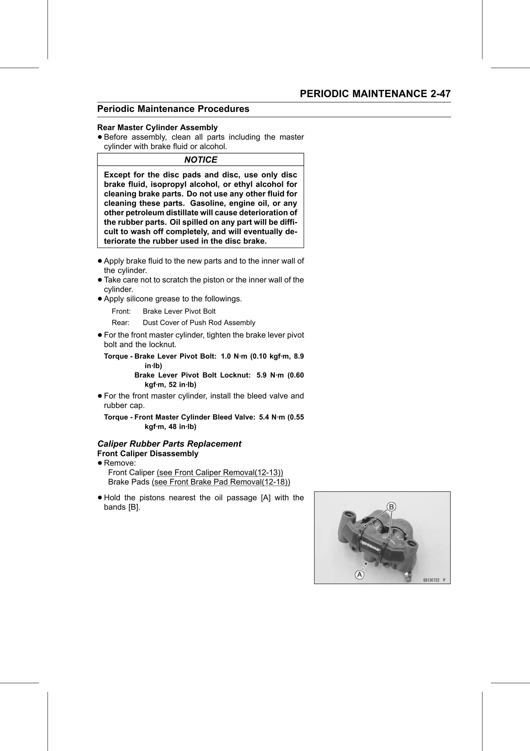 Service Manual (KLZ1000C) page 69 — Periodic Maintenance › Caliper Rubber Parts Replacement
