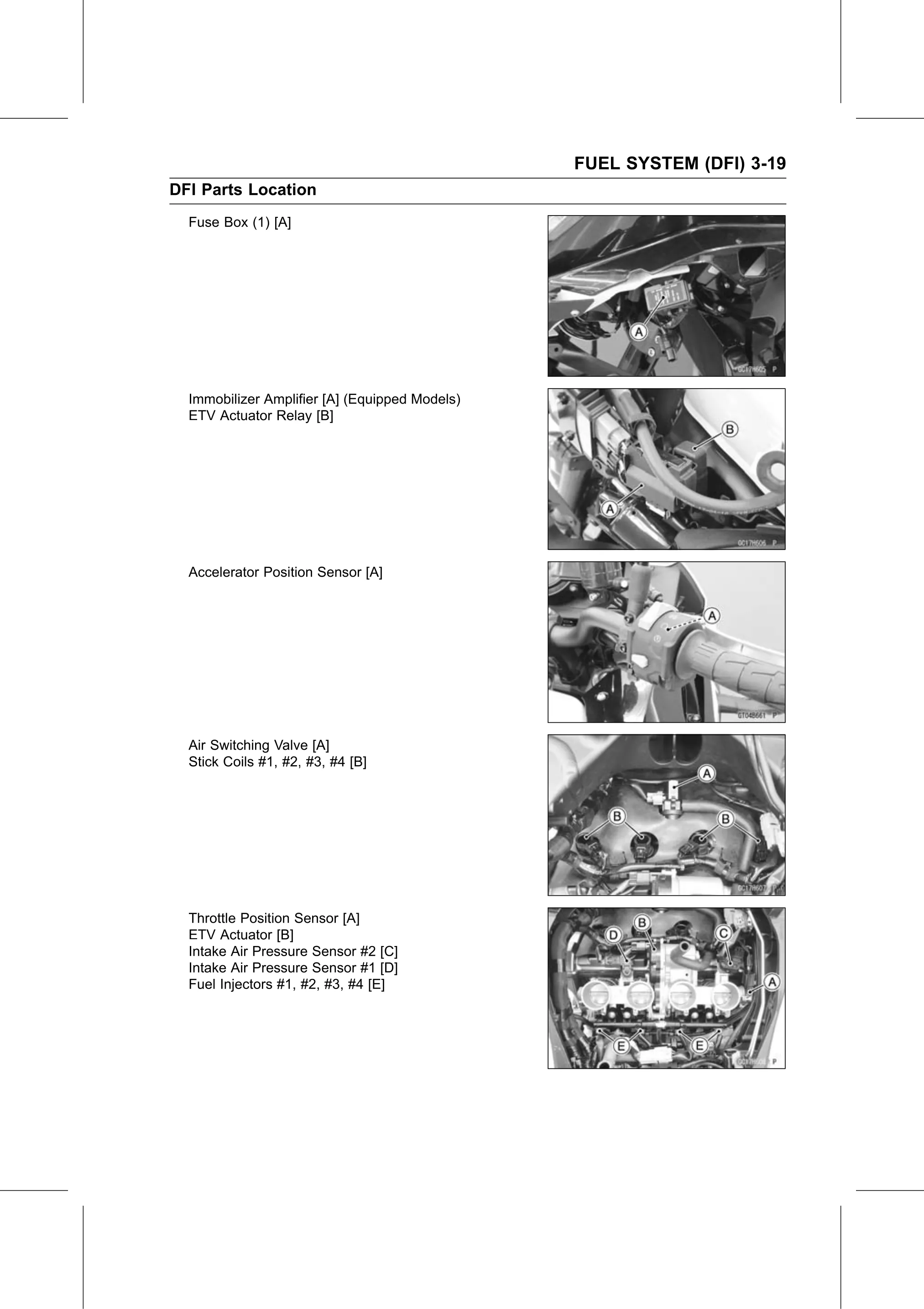 Service Manual (KLZ1000C) page 103 — Fuel System (DFI) › DFI Parts Location