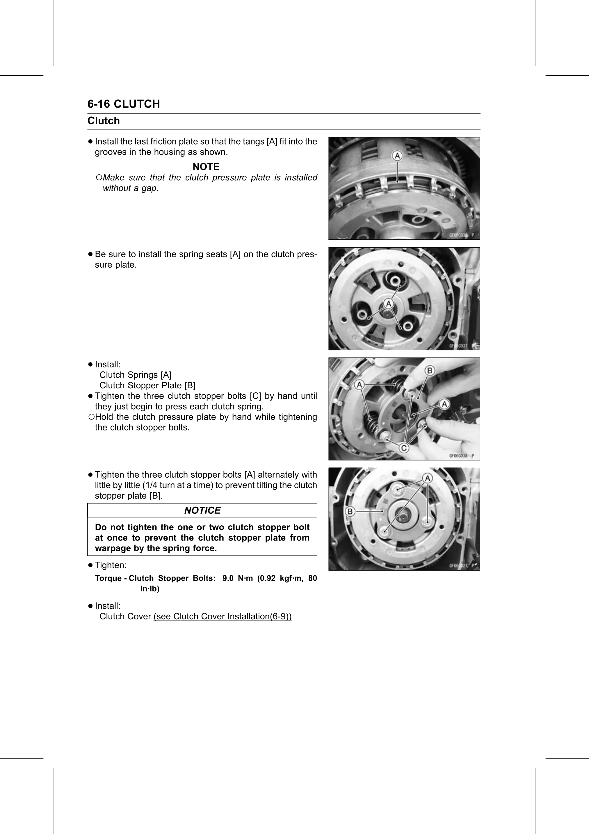 Service Manual (KLZ1000C) page 230 — Clutch › Clutch Installation