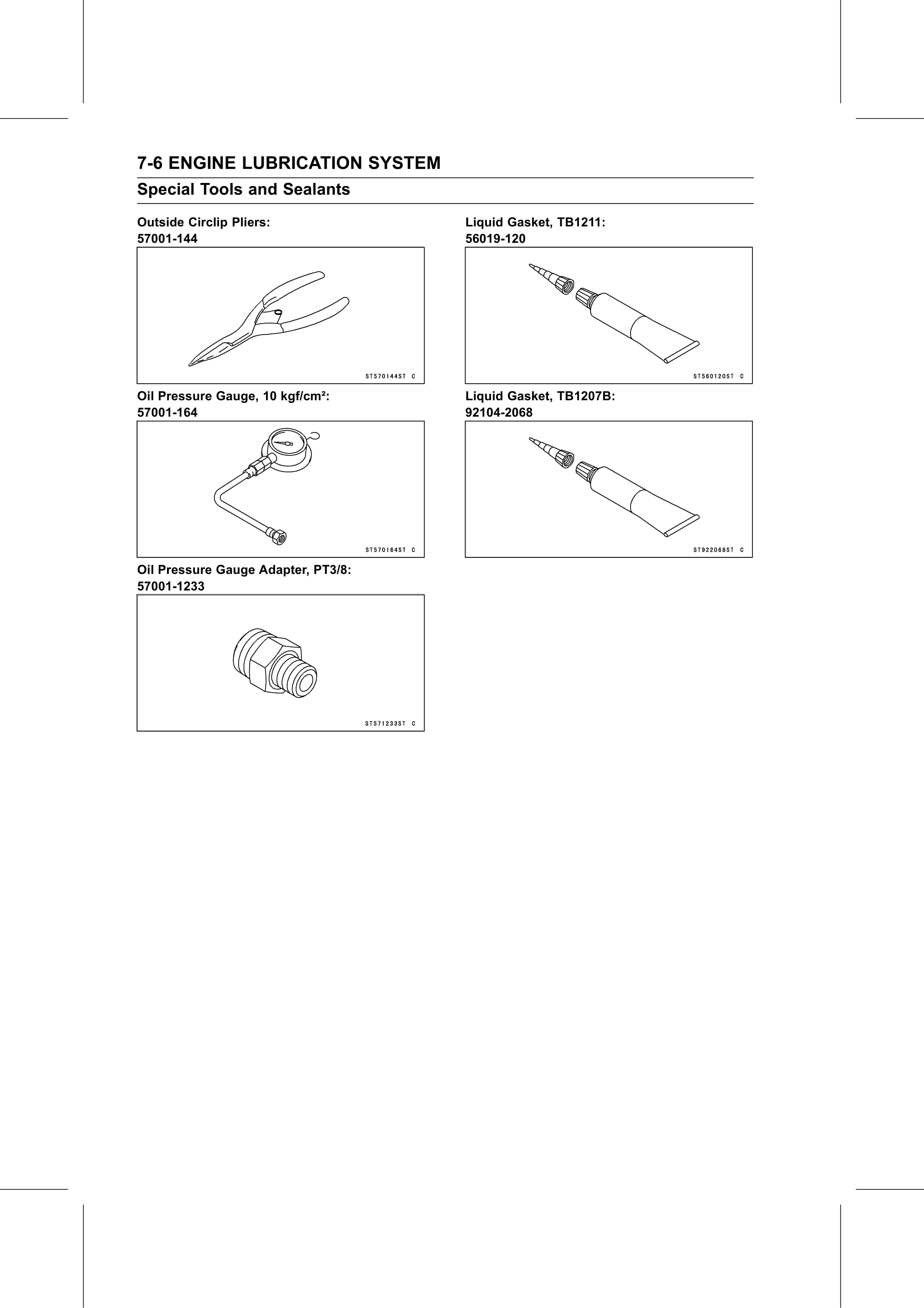 Service Manual (KLZ1000C) page 240 — Engine Lubrication System › Special Tools and Sealants