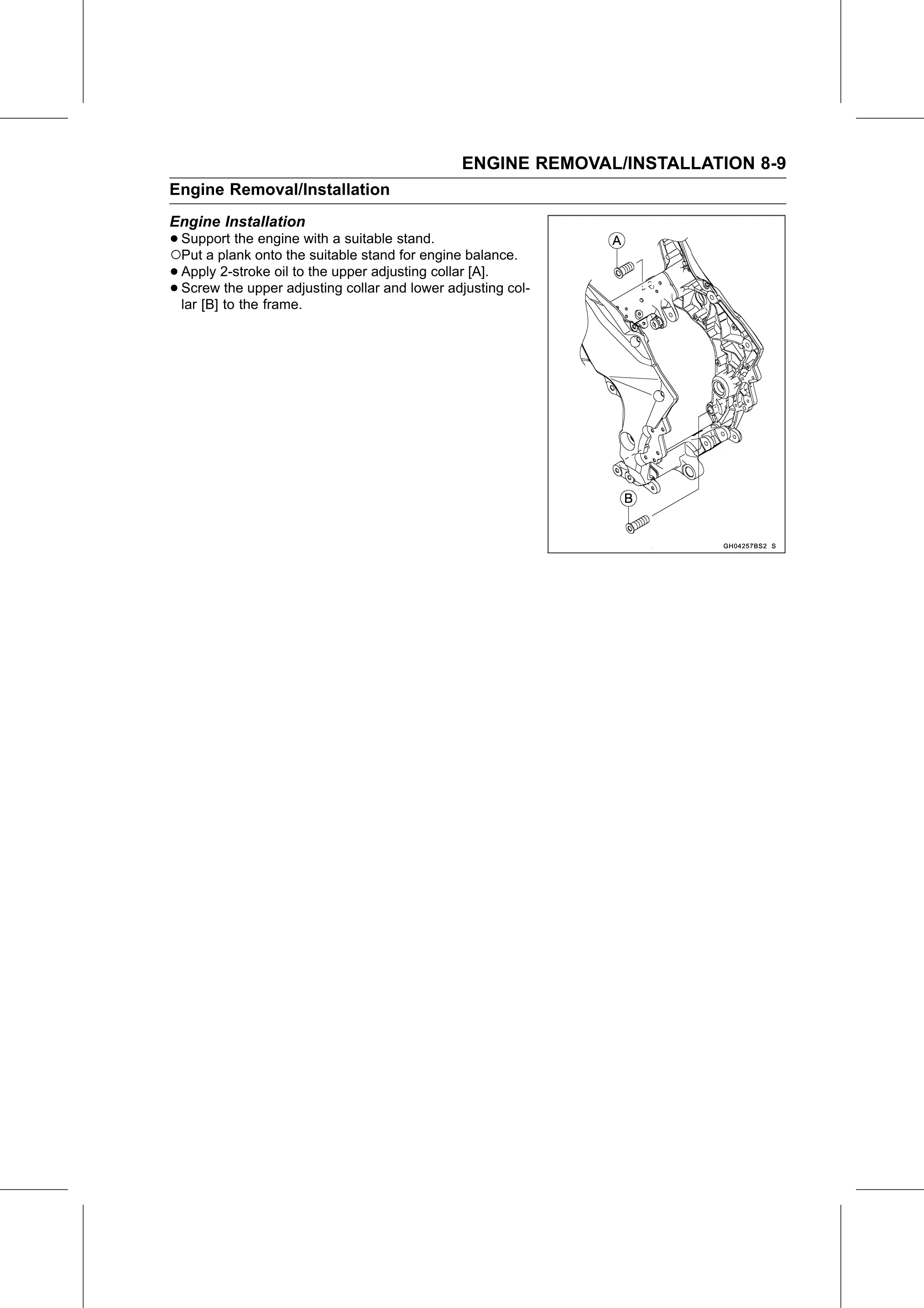 Service Manual (KLZ1000C) page 261 — Engine Removal/Installation › Engine Installation
