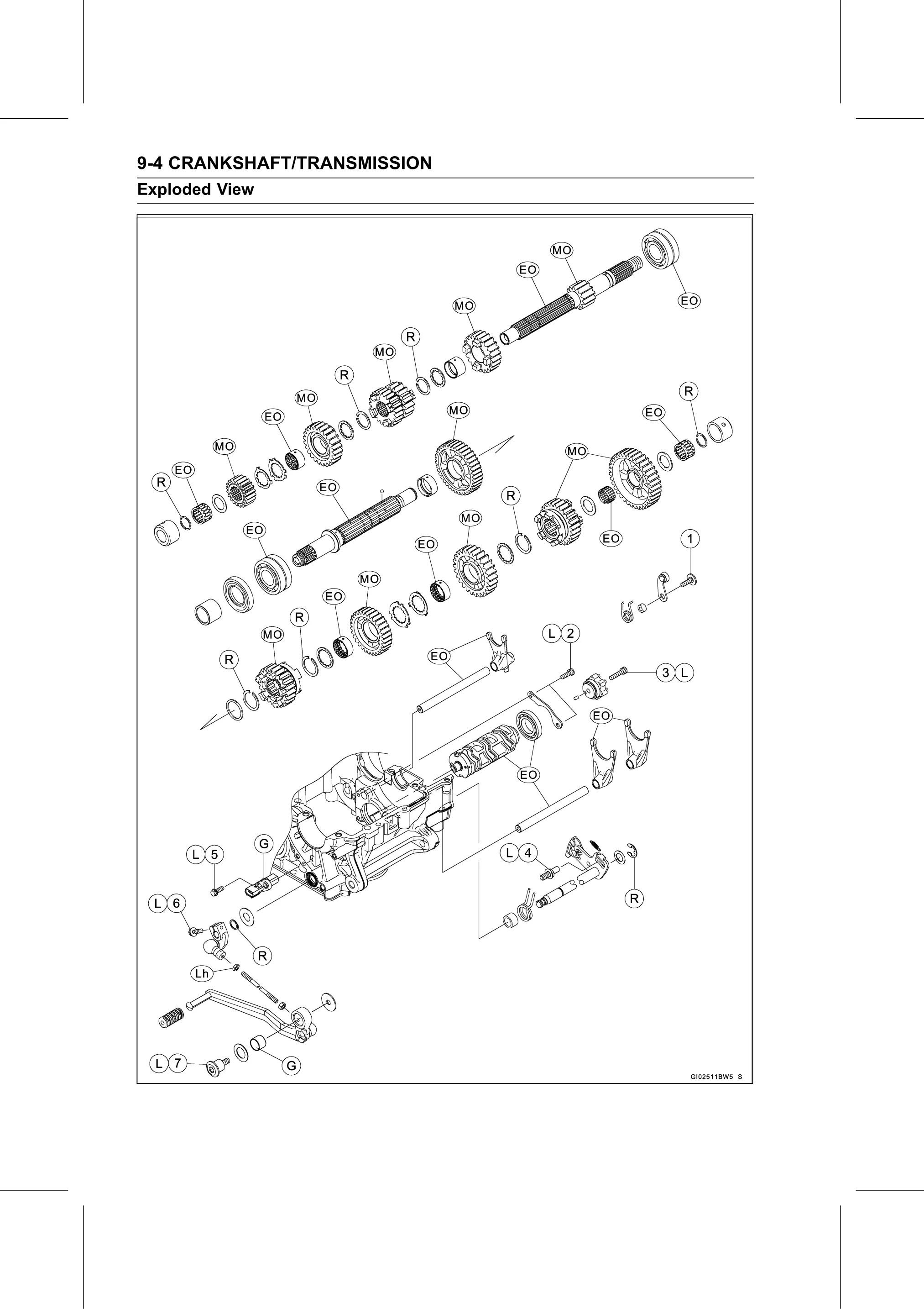 Service Manual (KLZ1000C) page 268 — Crankshaft/Transmission › Exploded View