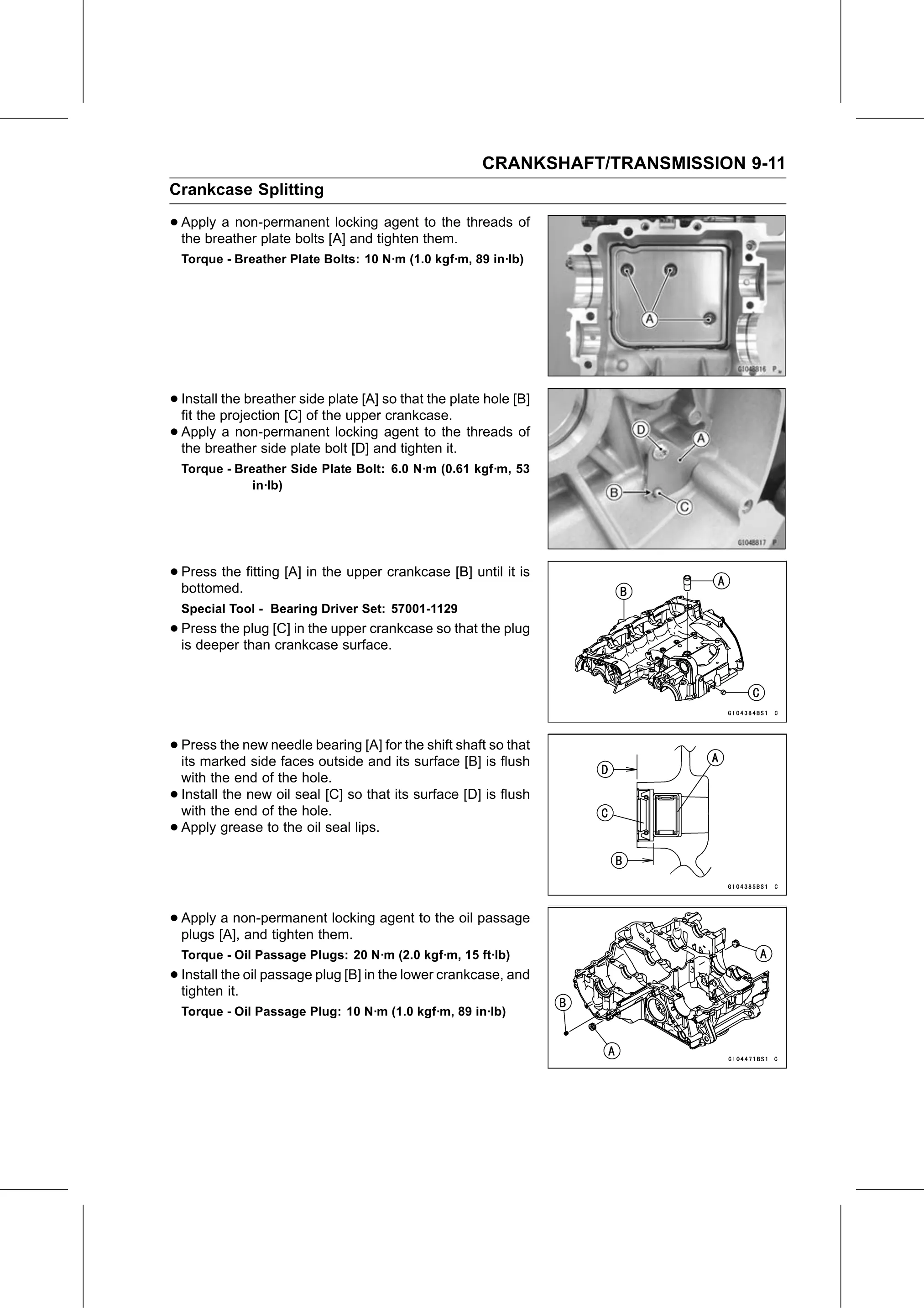 Service Manual (KLZ1000C) page 275 — Crankshaft/Transmission › Crankcase Assembly