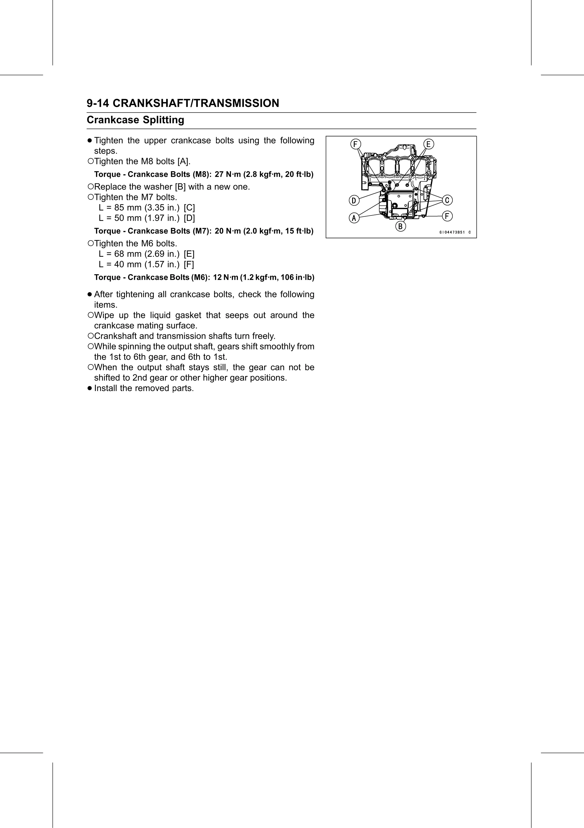 Service Manual (KLZ1000C) page 278 — Crankshaft/Transmission › Crankcase Assembly