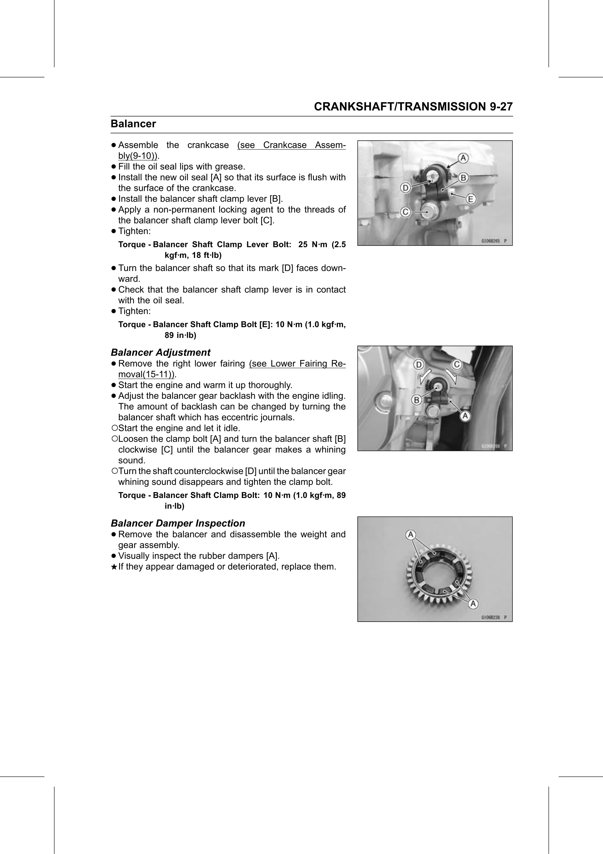 Service Manual (KLZ1000C) page 291 — Crankshaft/Transmission › Balancer Damper Inspection
