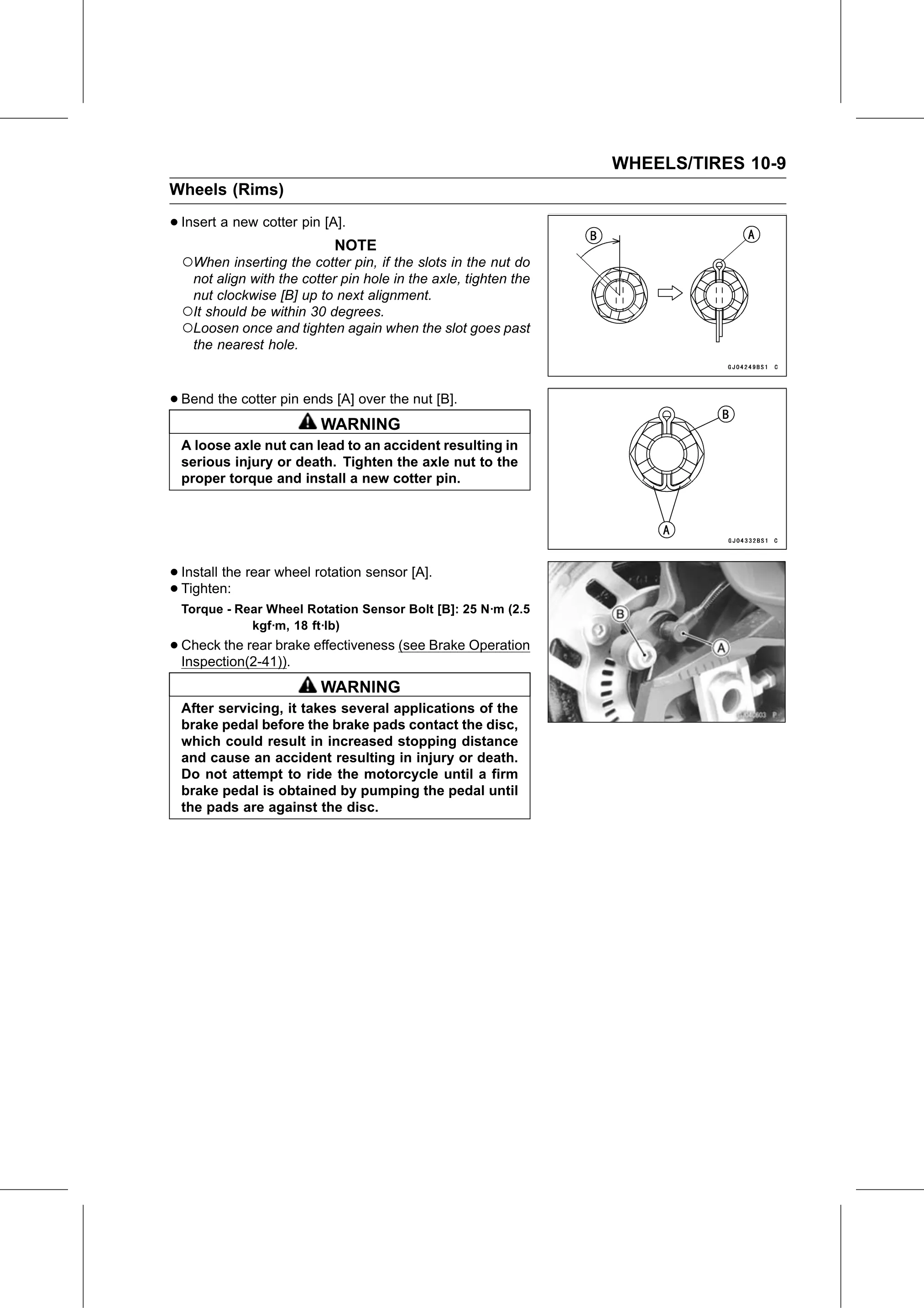 Service Manual (KLZ1000C) page 317 — Wheels/Tires › Rear Wheel Installation