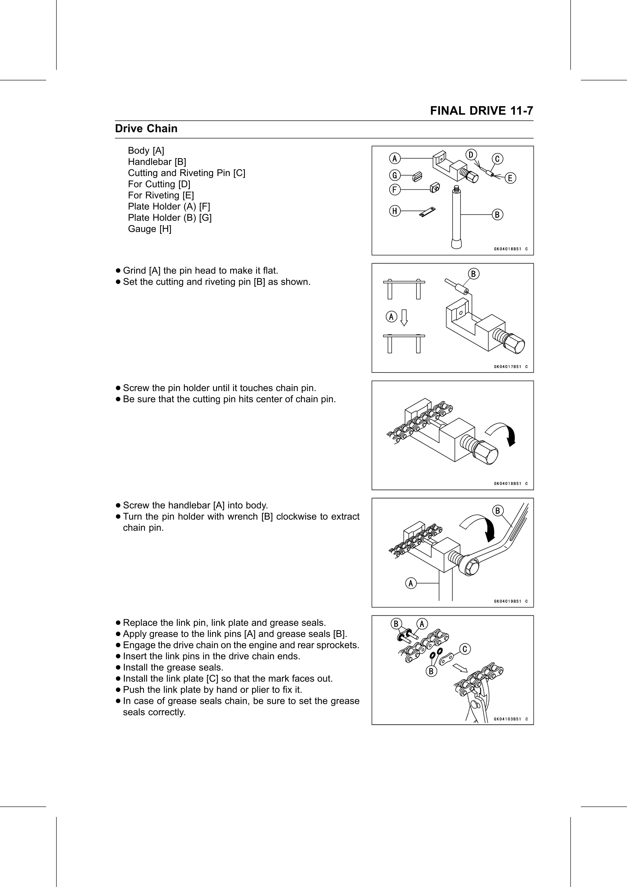 Service Manual (KLZ1000C) page 333 — Final Drive › Drive Chain Replacement