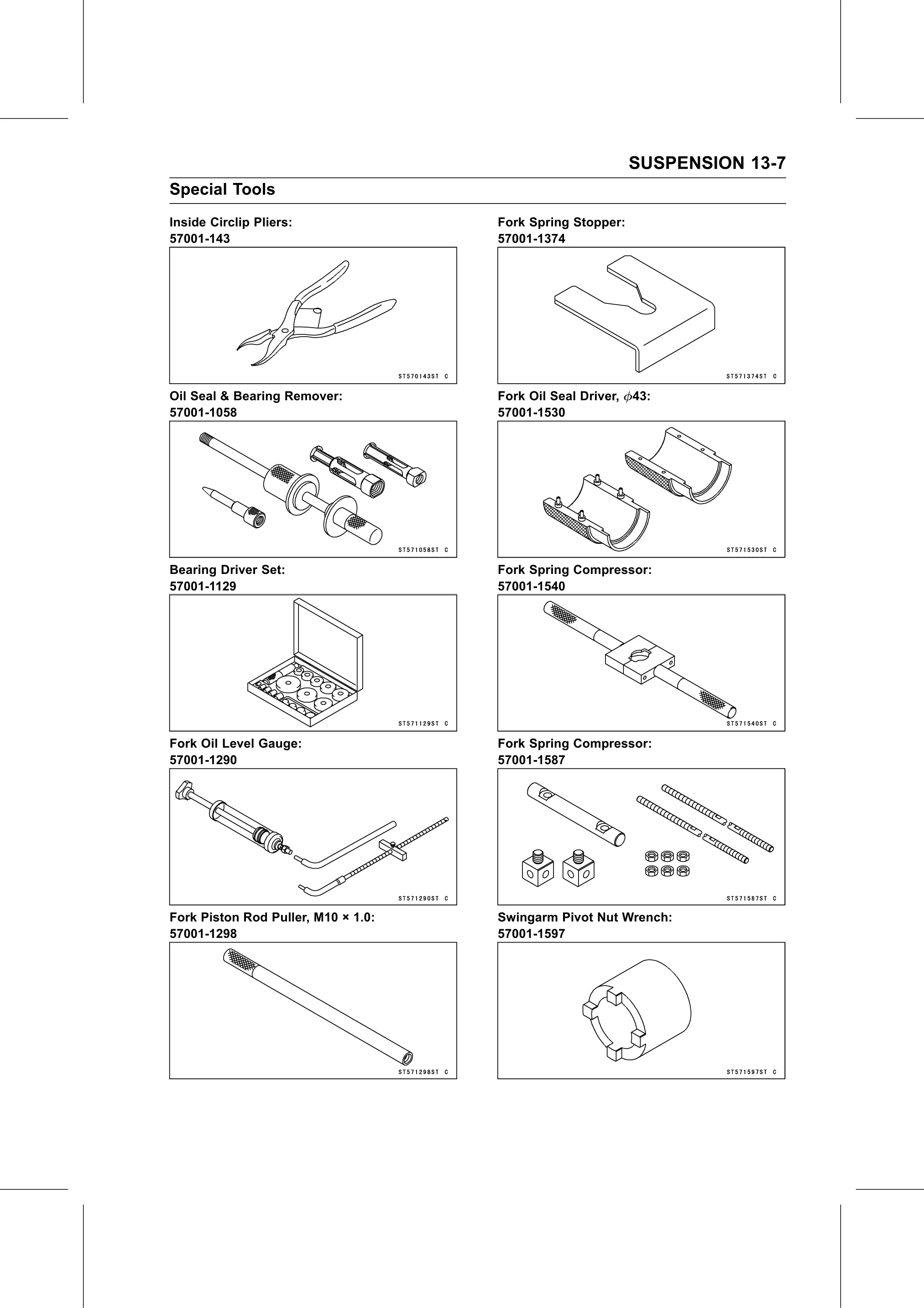 Service Manual (KLZ1000C) page 399 — Suspension › Special Tools