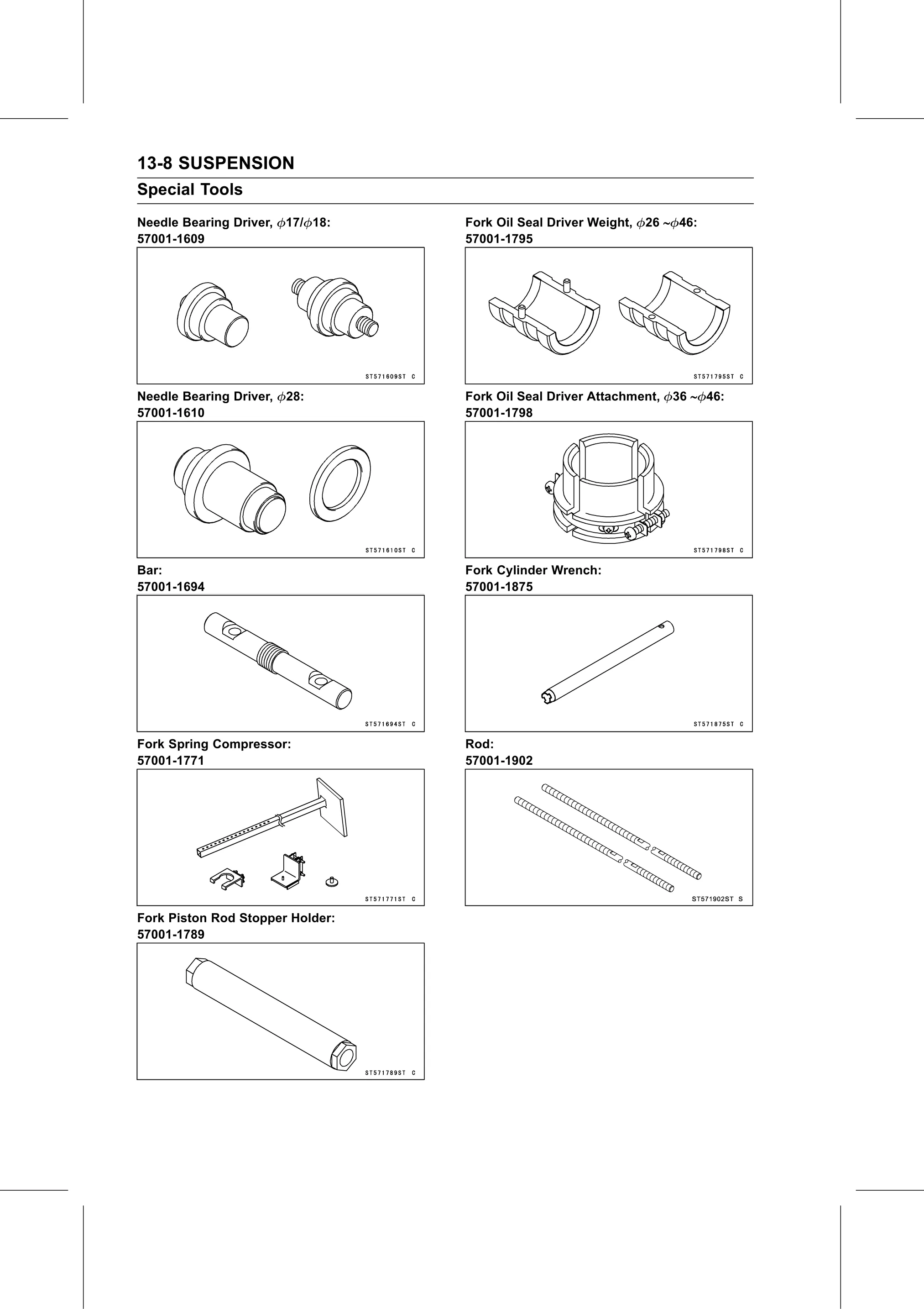 Service Manual (KLZ1000C) page 400 — Suspension › Special Tools