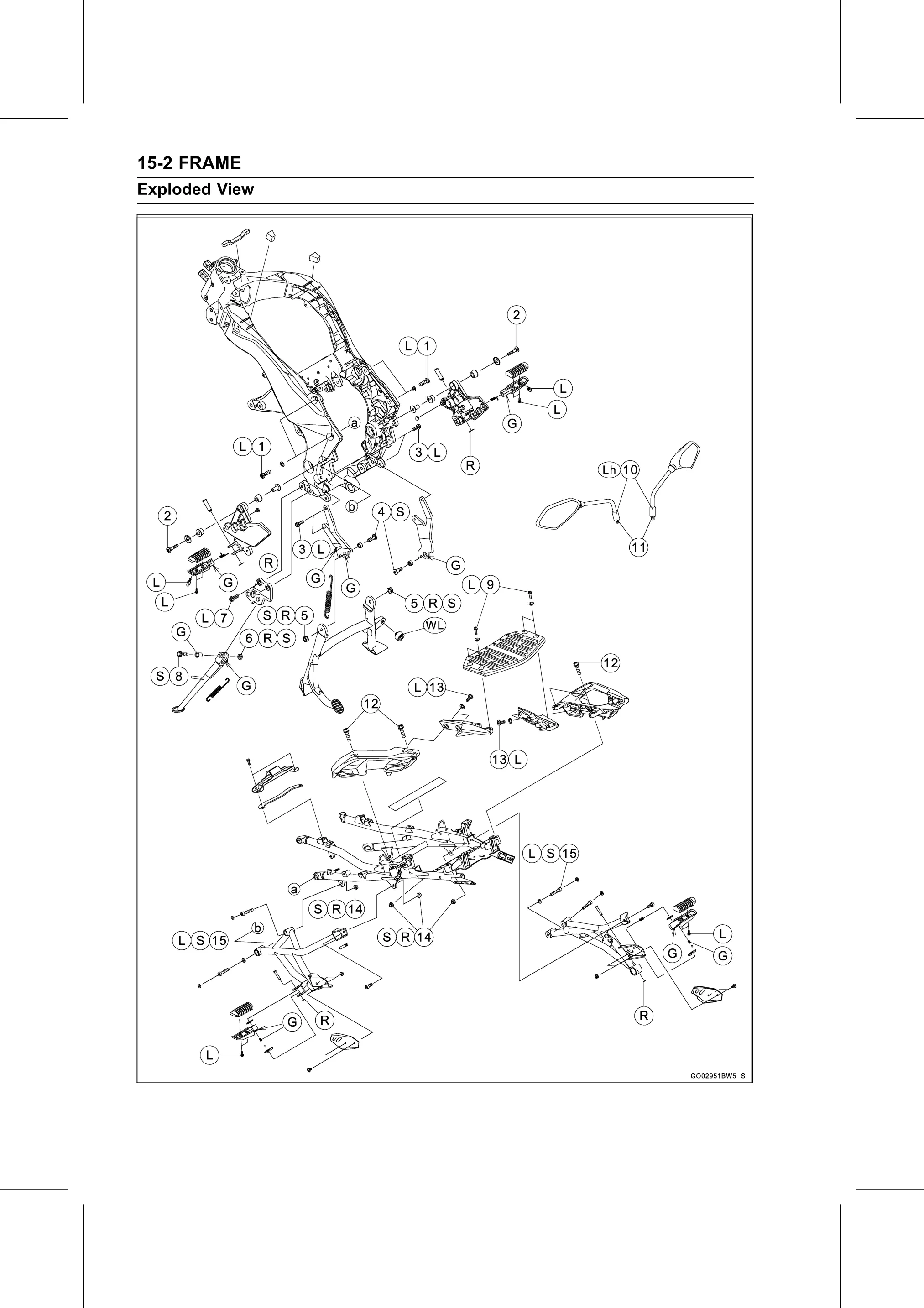 Service Manual (KLZ1000C) page 446 — Frame › Exploded View