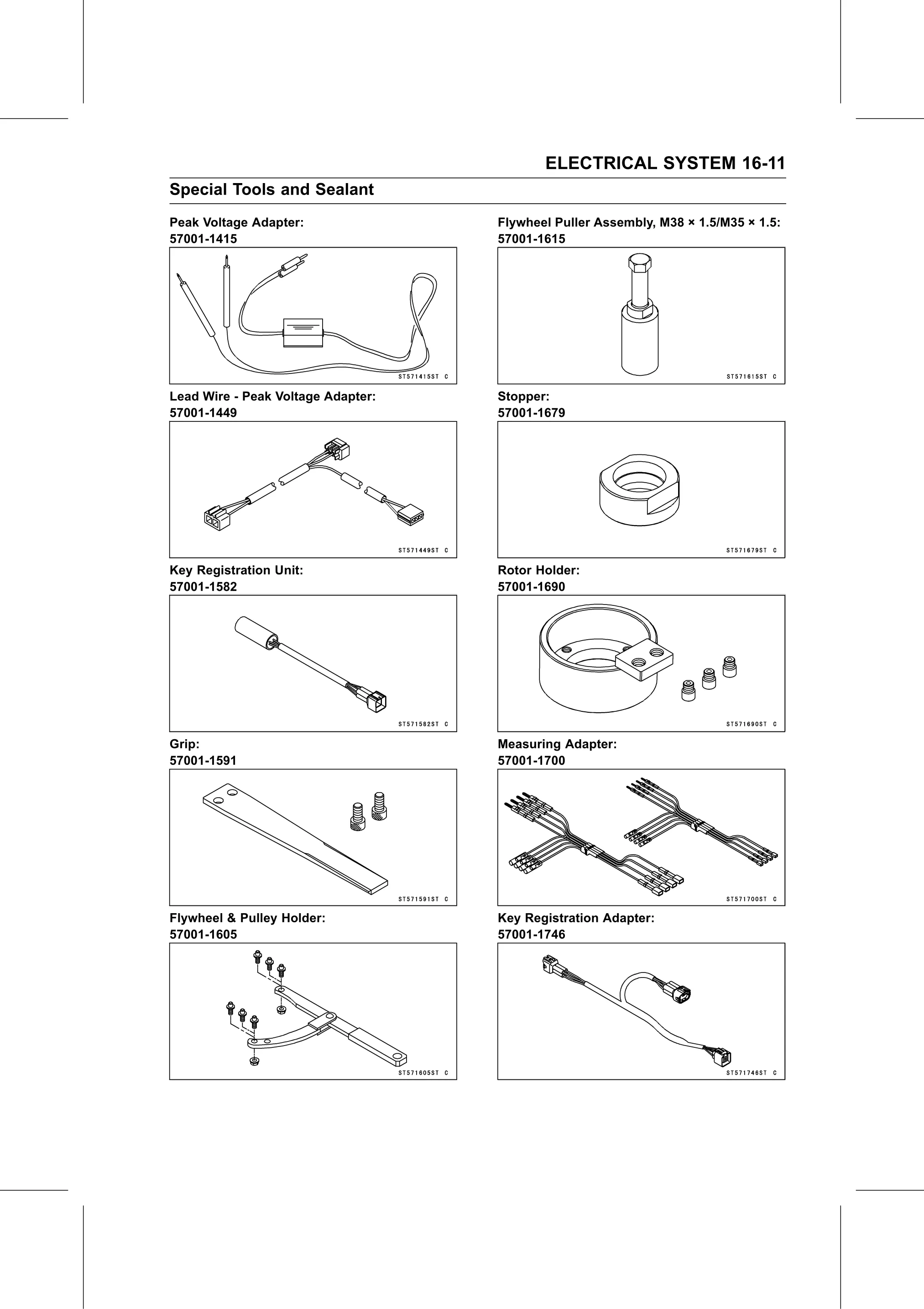 Service Manual (KLZ1000C) page 493 — Electrical System › Special Tools and Sealant
