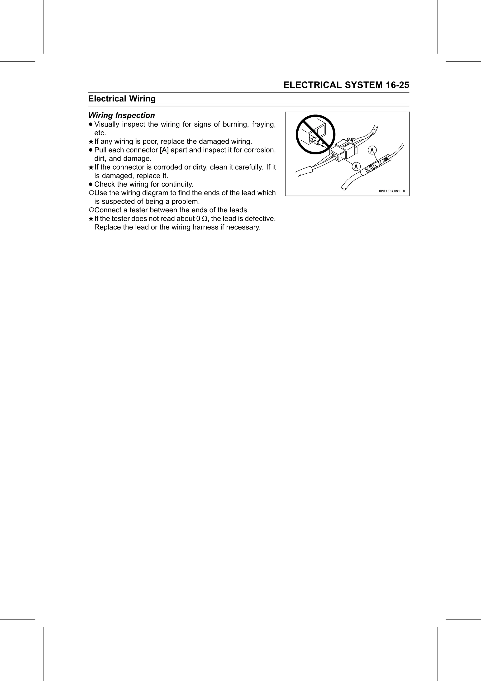Service Manual (KLZ1000C) page 507 — Electrical System › Wiring Inspection