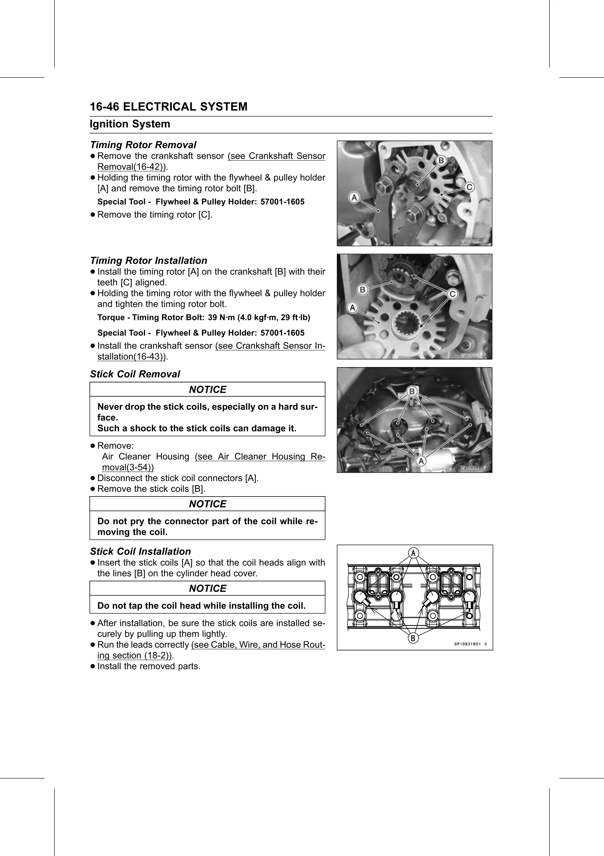 Service Manual (KLZ1000C) page 528 — Electrical System › Stick Coil Installation