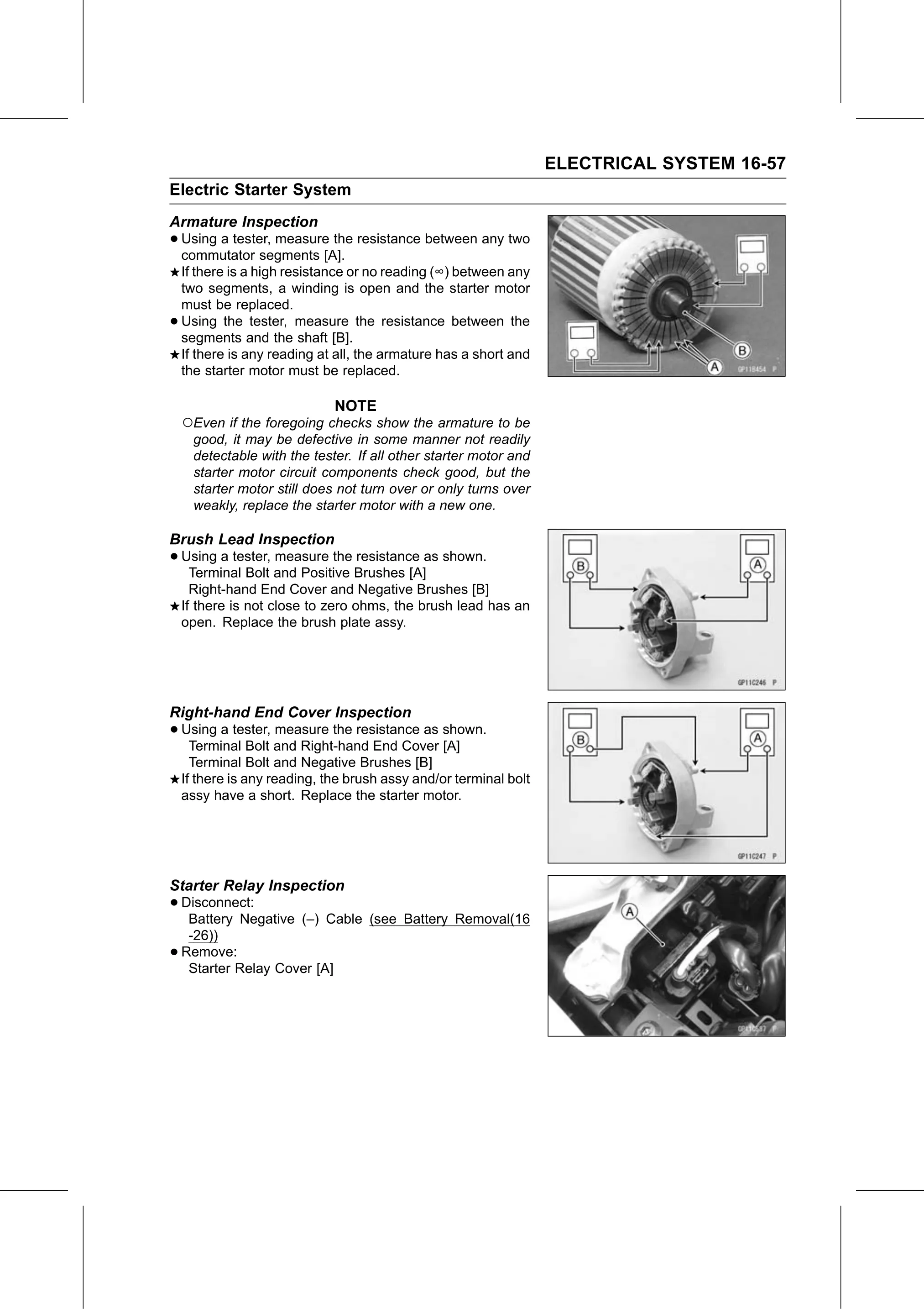 Service Manual (KLZ1000C) page 539 — Electrical System › Starter Relay Inspection