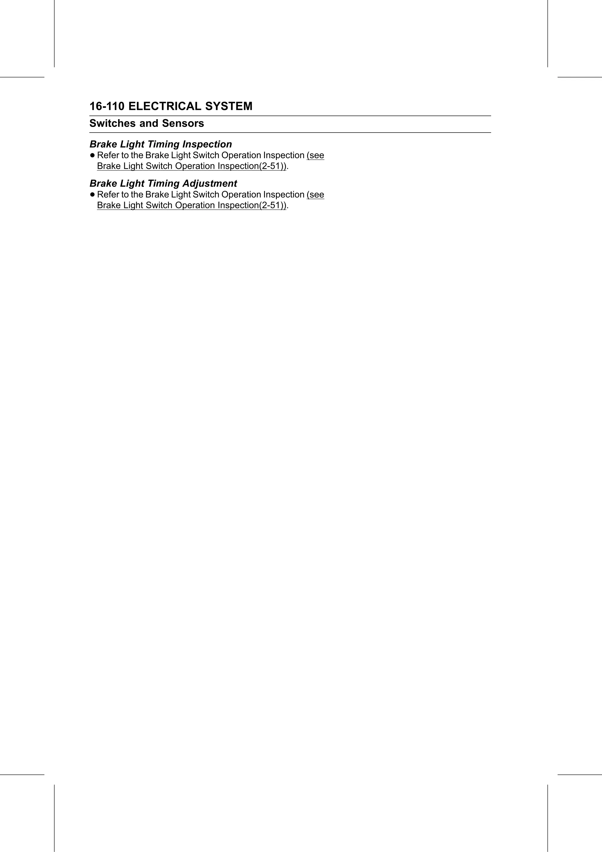 Service Manual (KLZ1000C) page 592 — Electrical System › Brake Light Timing Adjustment