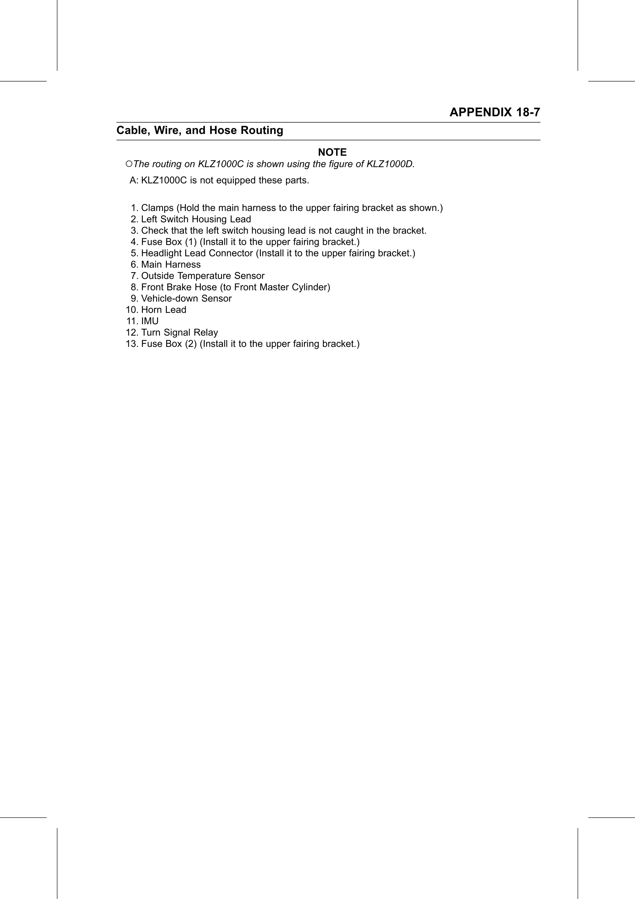 Service Manual (KLZ1000C) page 705 — Appendix › Cable, Wire, and Hose Routing