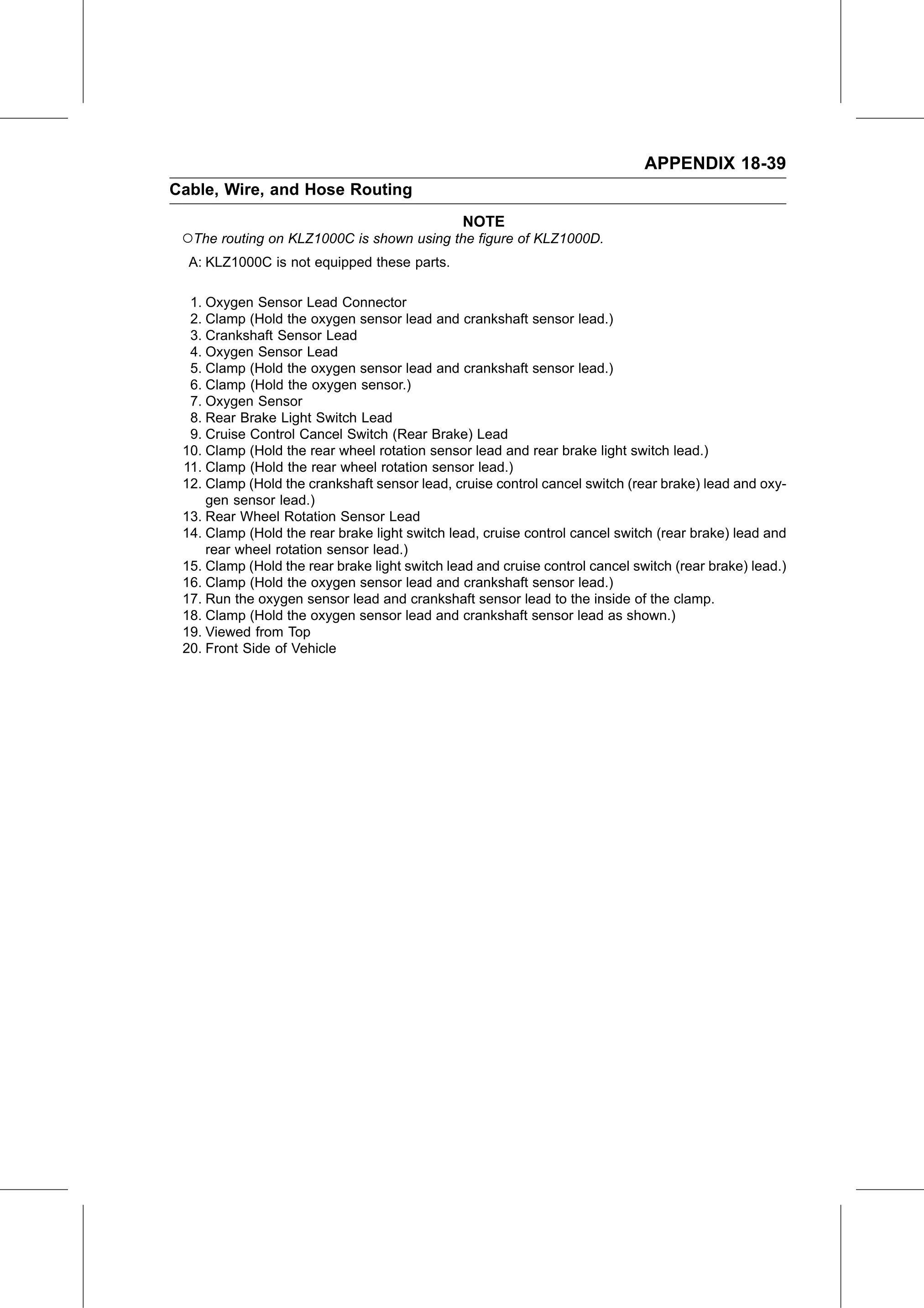 Service Manual (KLZ1000C) page 737 — Appendix › Cable, Wire, and Hose Routing