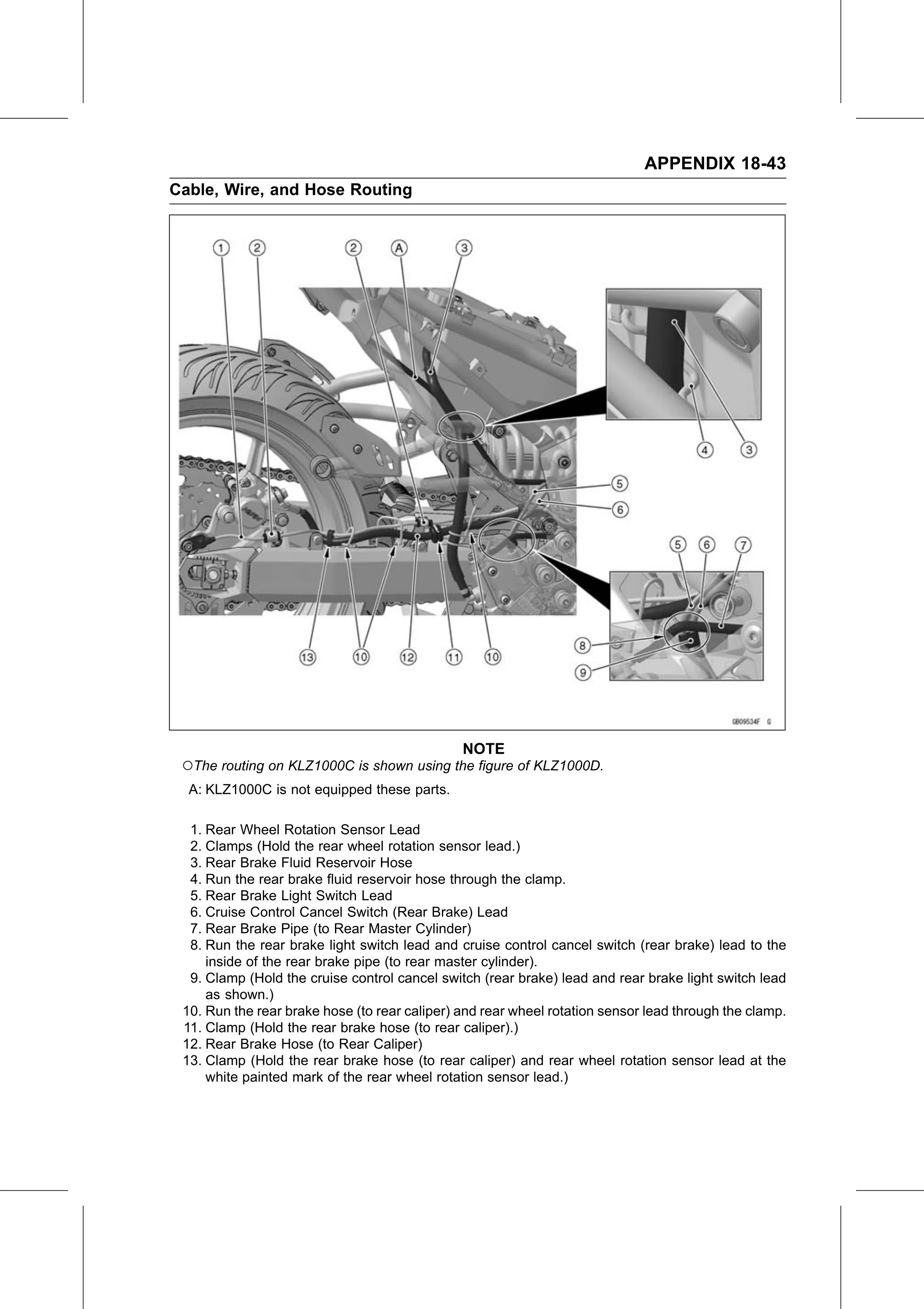 Service Manual (KLZ1000C) page 741 — Appendix › Cable, Wire, and Hose Routing