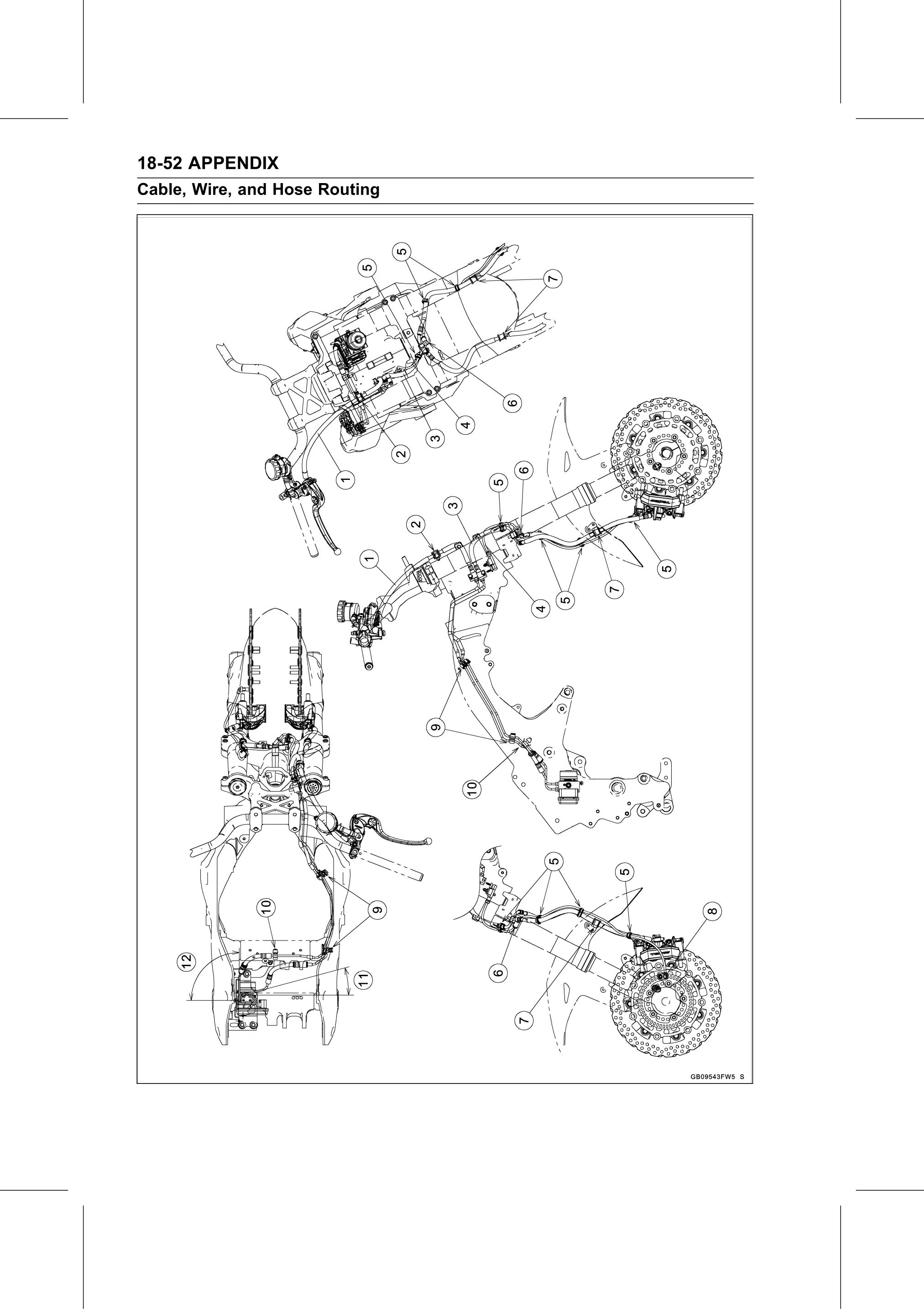 Service Manual (KLZ1000C) page 750 — Appendix › Cable, Wire, and Hose Routing