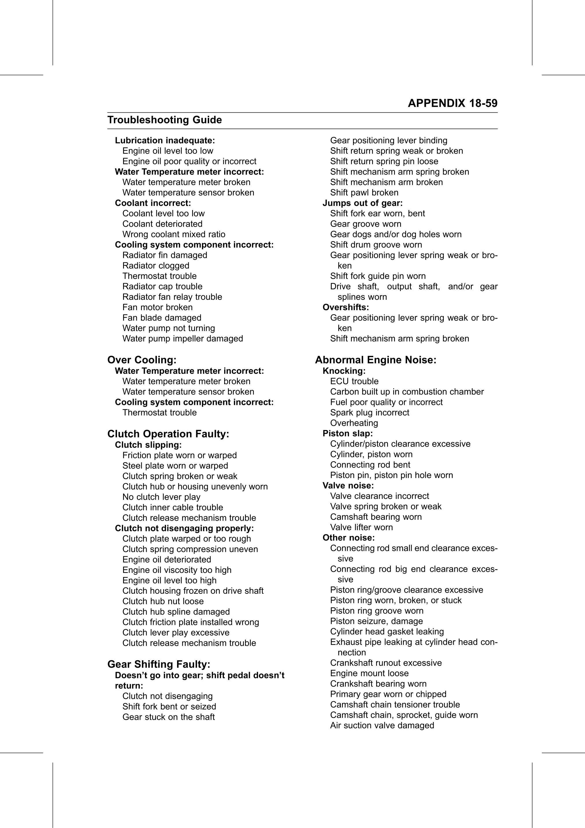 Service Manual (KLZ1000C) page 757 — Appendix › Troubleshooting Guide