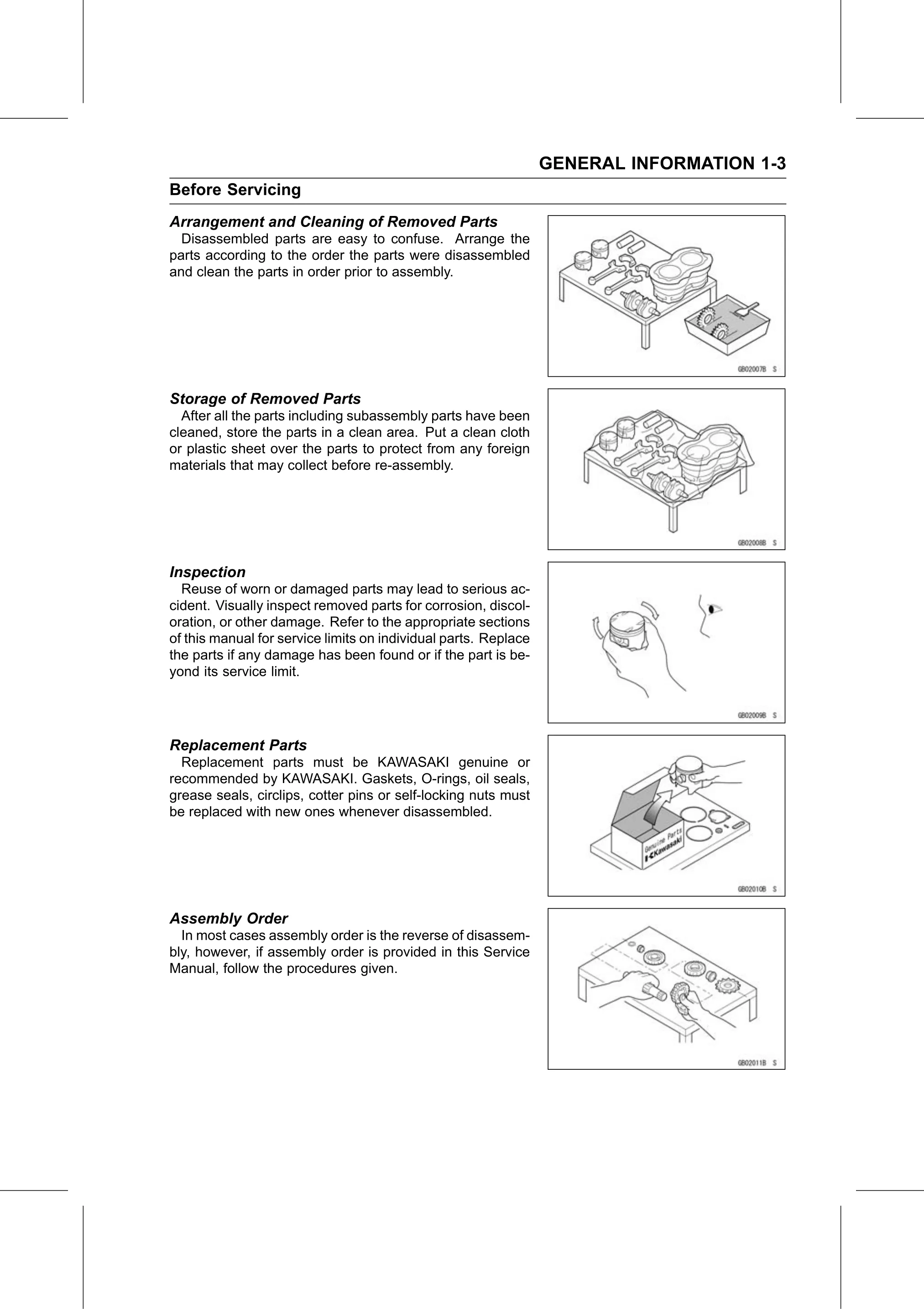 Service Manual page 13 — General Information › Before Servicing