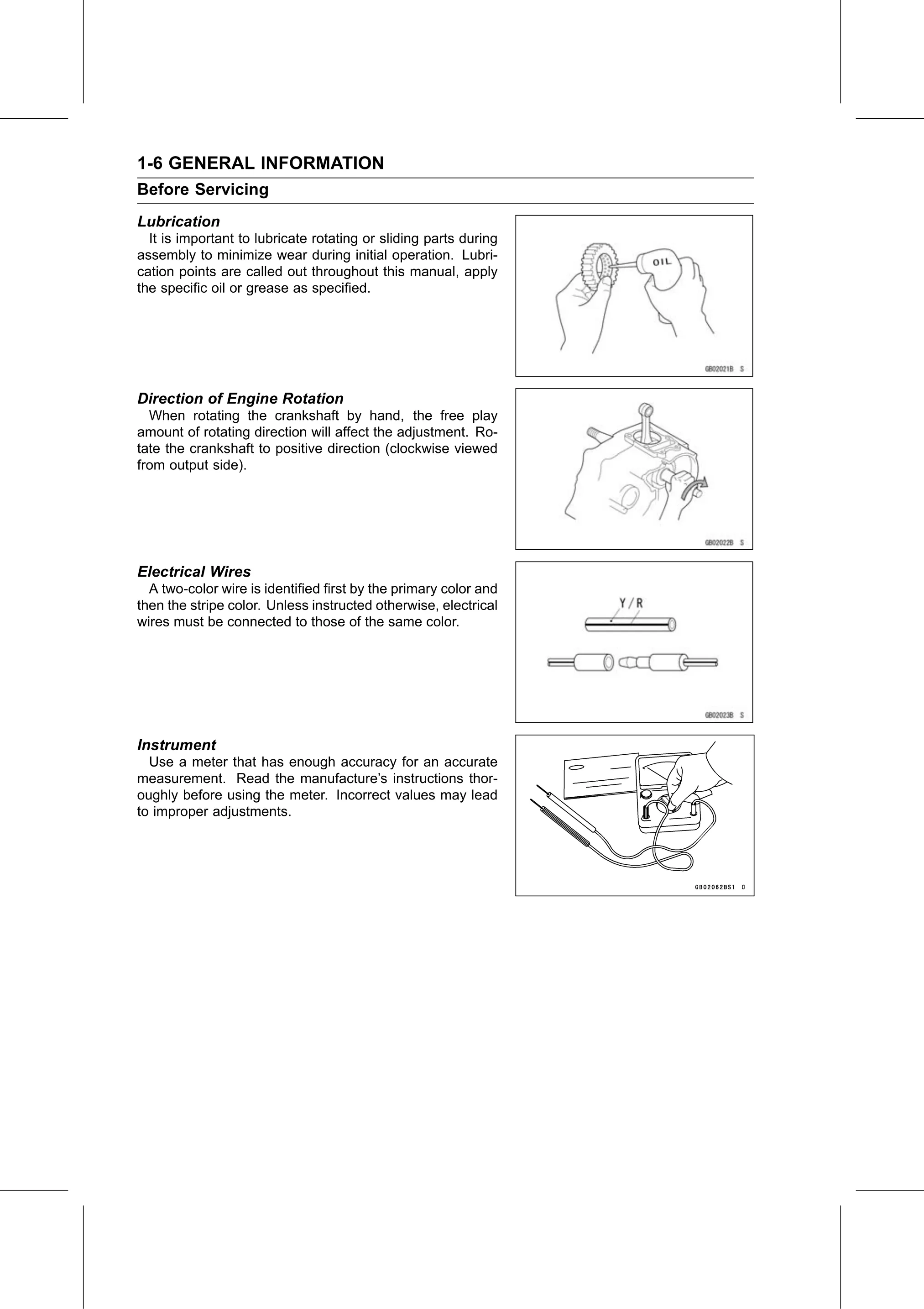 Service Manual page 16 — General Information › Before Servicing