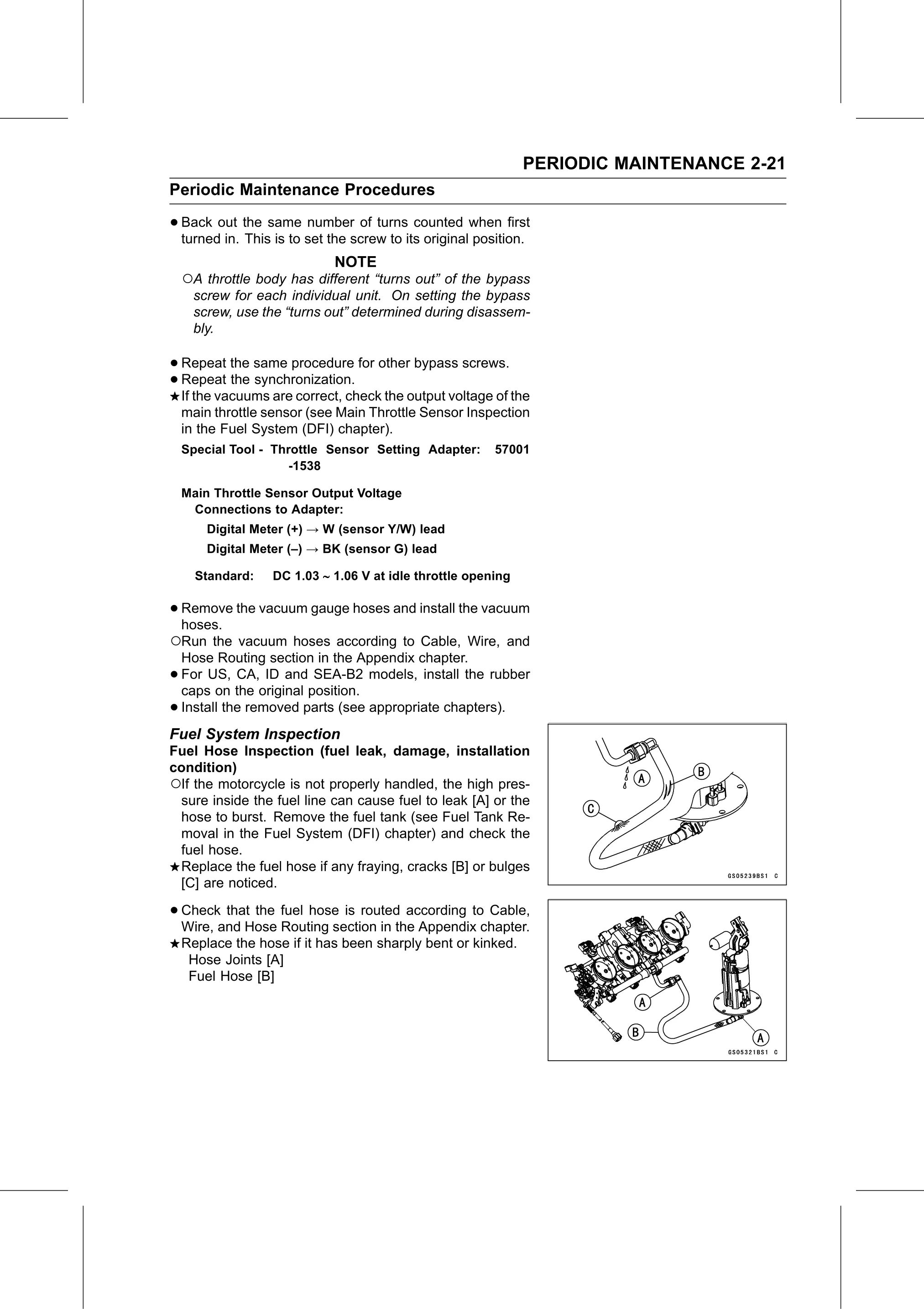 Service Manual page 43 — Periodic Maintenance › Fuel System Inspection