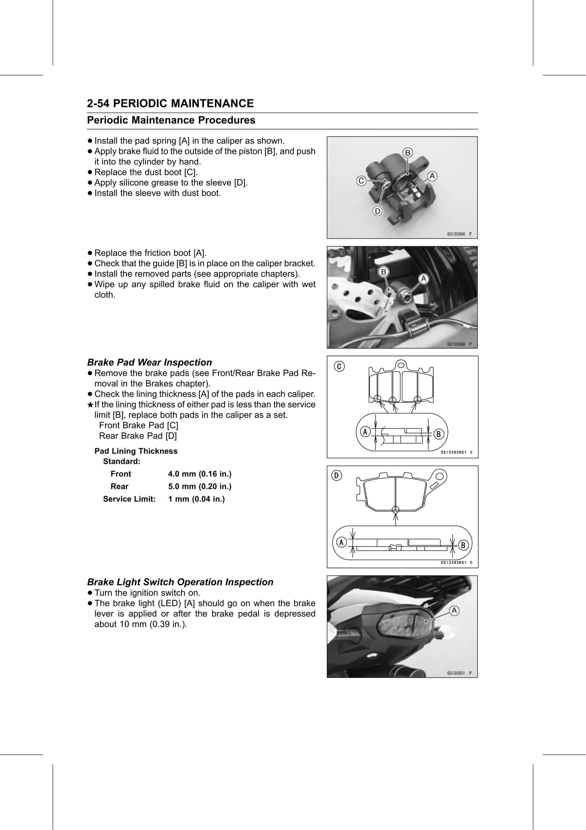 Service Manual page 76 — Periodic Maintenance › Brake Light Switch Operation Inspection