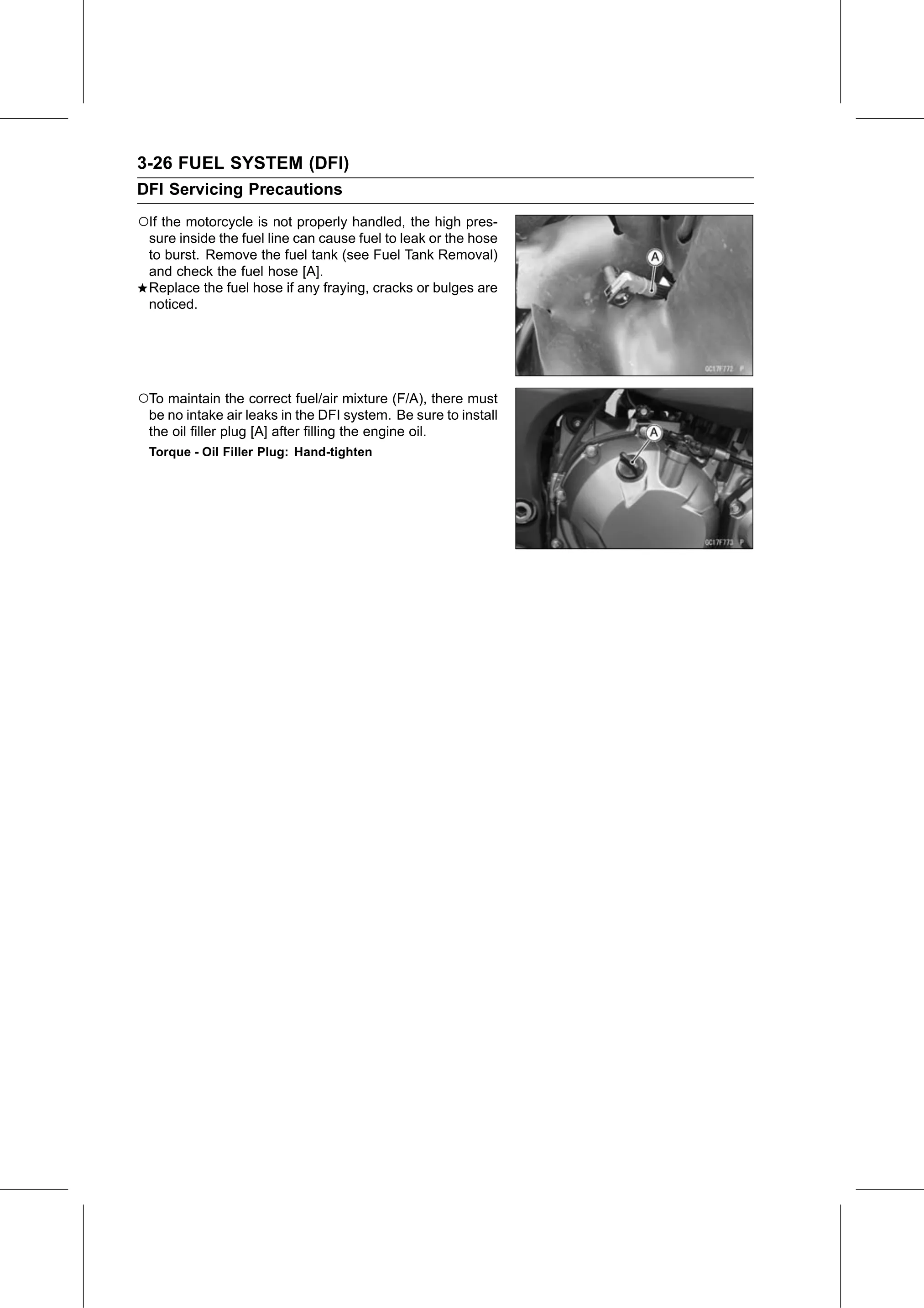Service Manual page 116 — Fuel System (DFI) › DFI Servicing Precautions