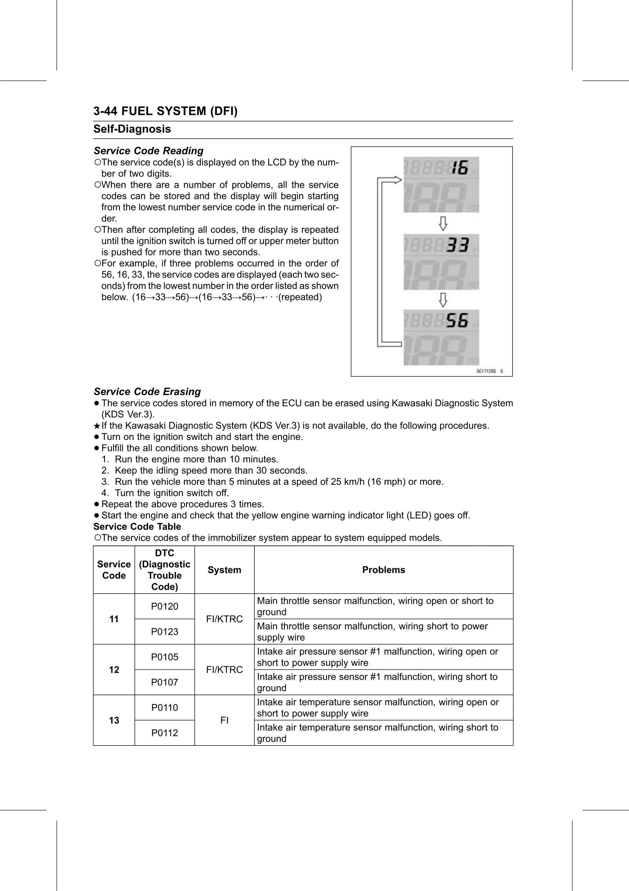 Service Manual page 134 — Fuel System (DFI) › Service Code Erasing