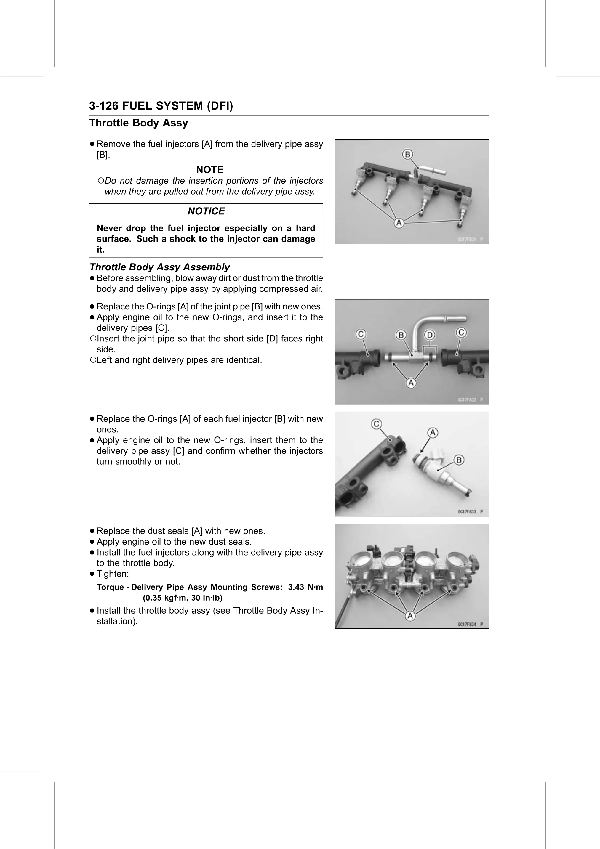 Service Manual page 216 — Fuel System (DFI) › Throttle Body Assy Assembly