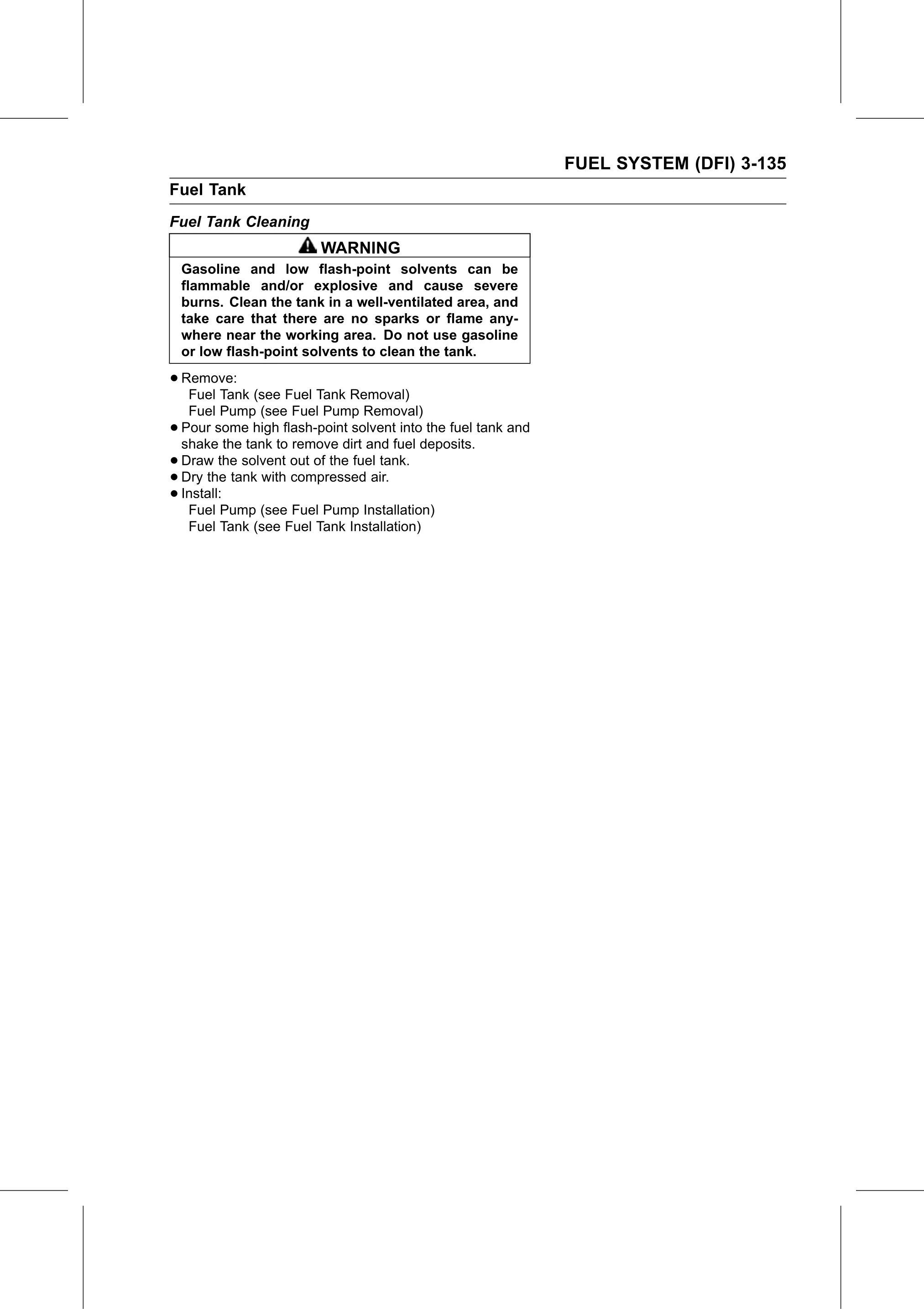 Service Manual page 225 — Fuel System (DFI) › Fuel Tank Cleaning