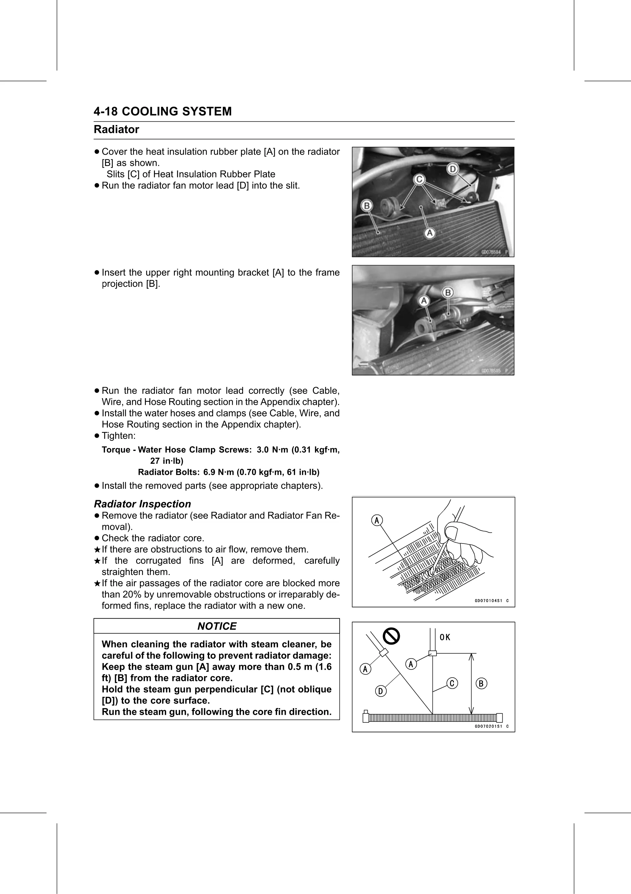 Service Manual page 244 — Cooling System › Radiator Inspection