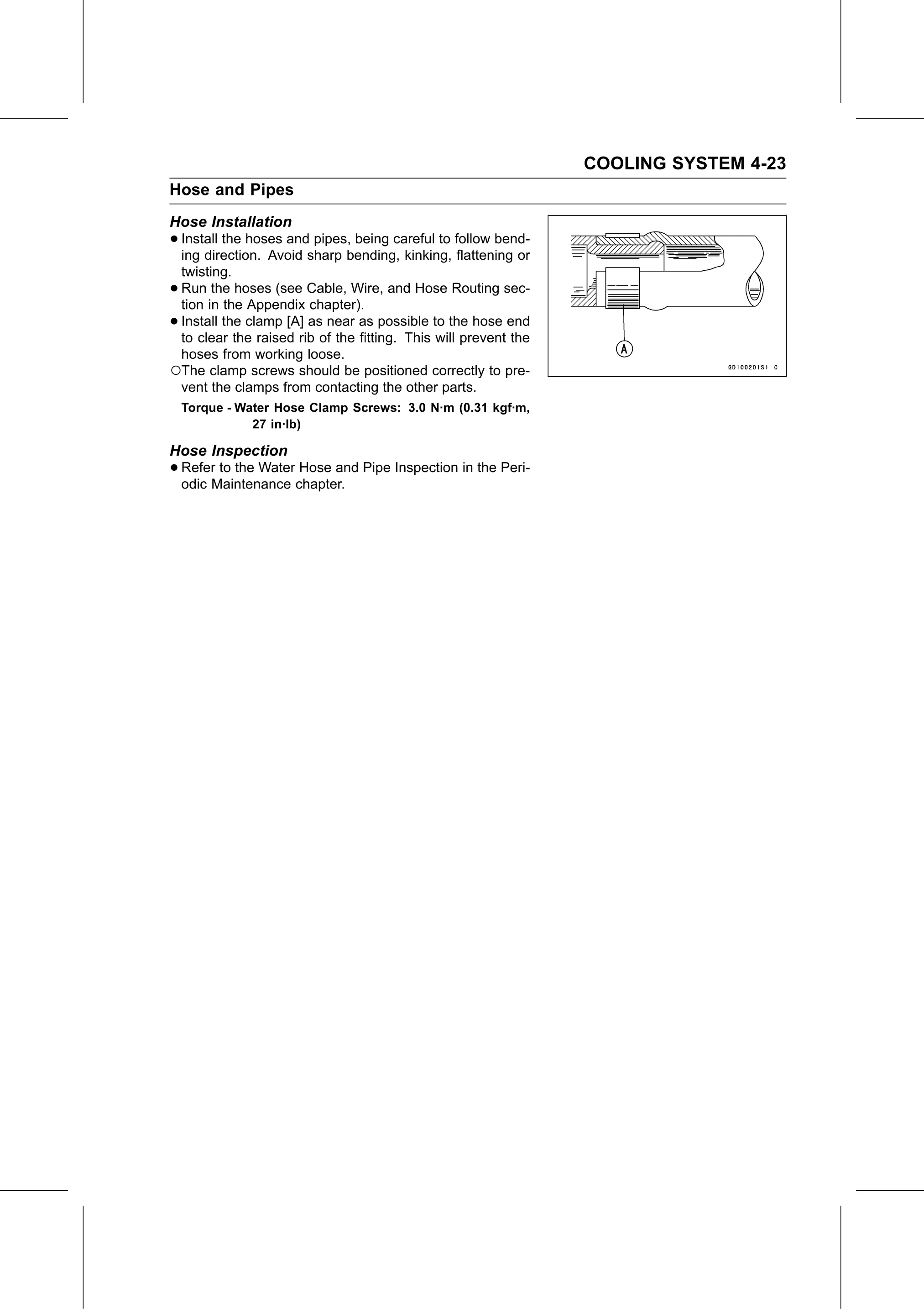 Service Manual page 249 — Cooling System › Hose Inspection