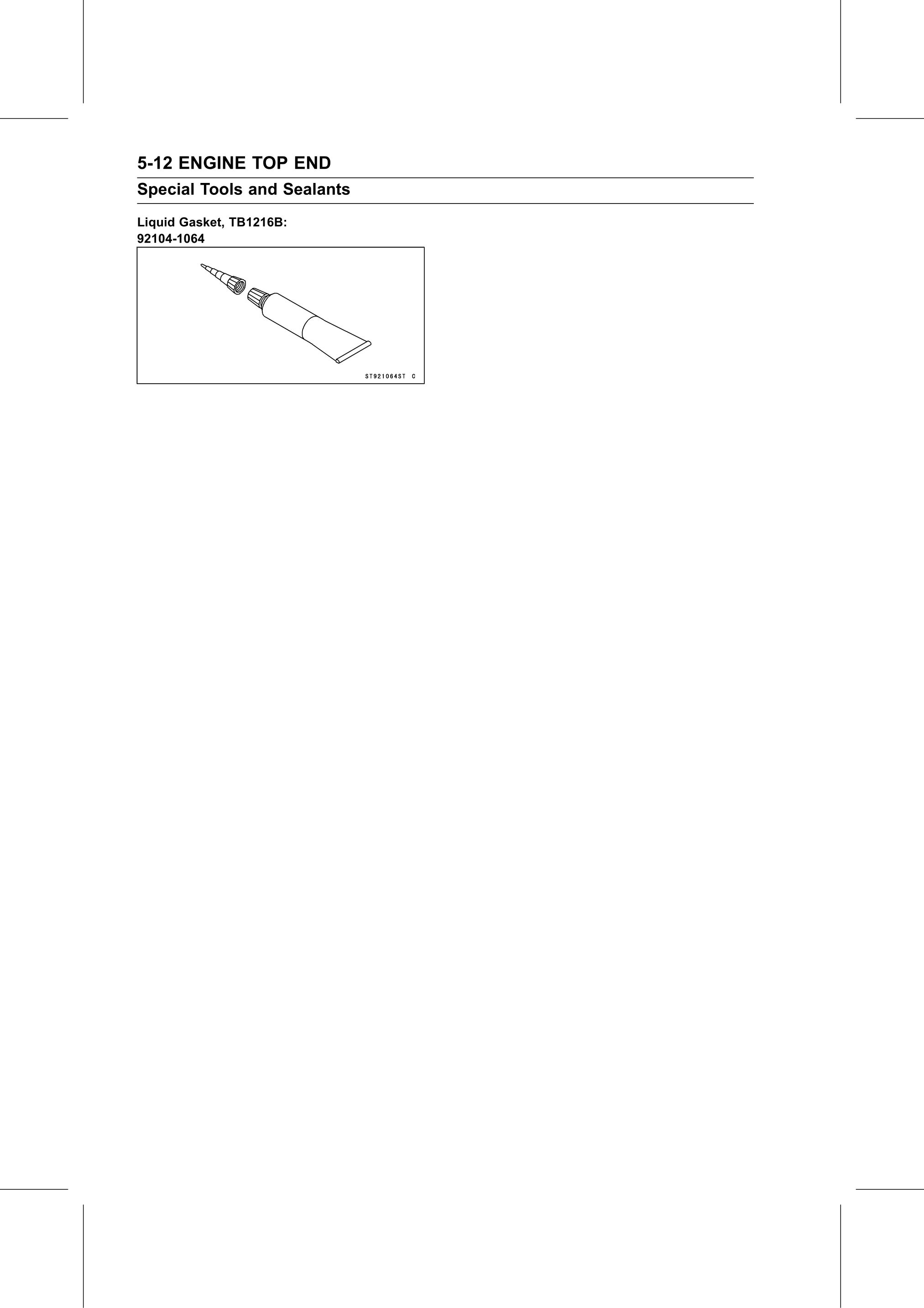 Service Manual page 262 — Engine Top End › Special Tools and Sealants