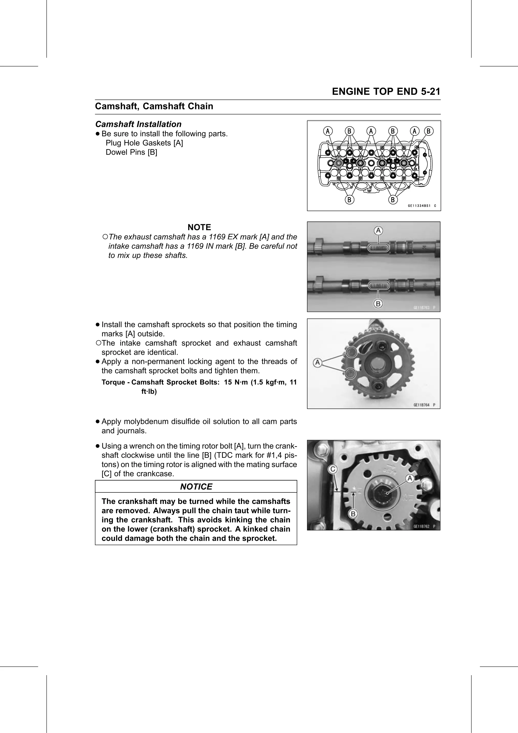 Service Manual page 271 — Engine Top End › Camshaft Installation
