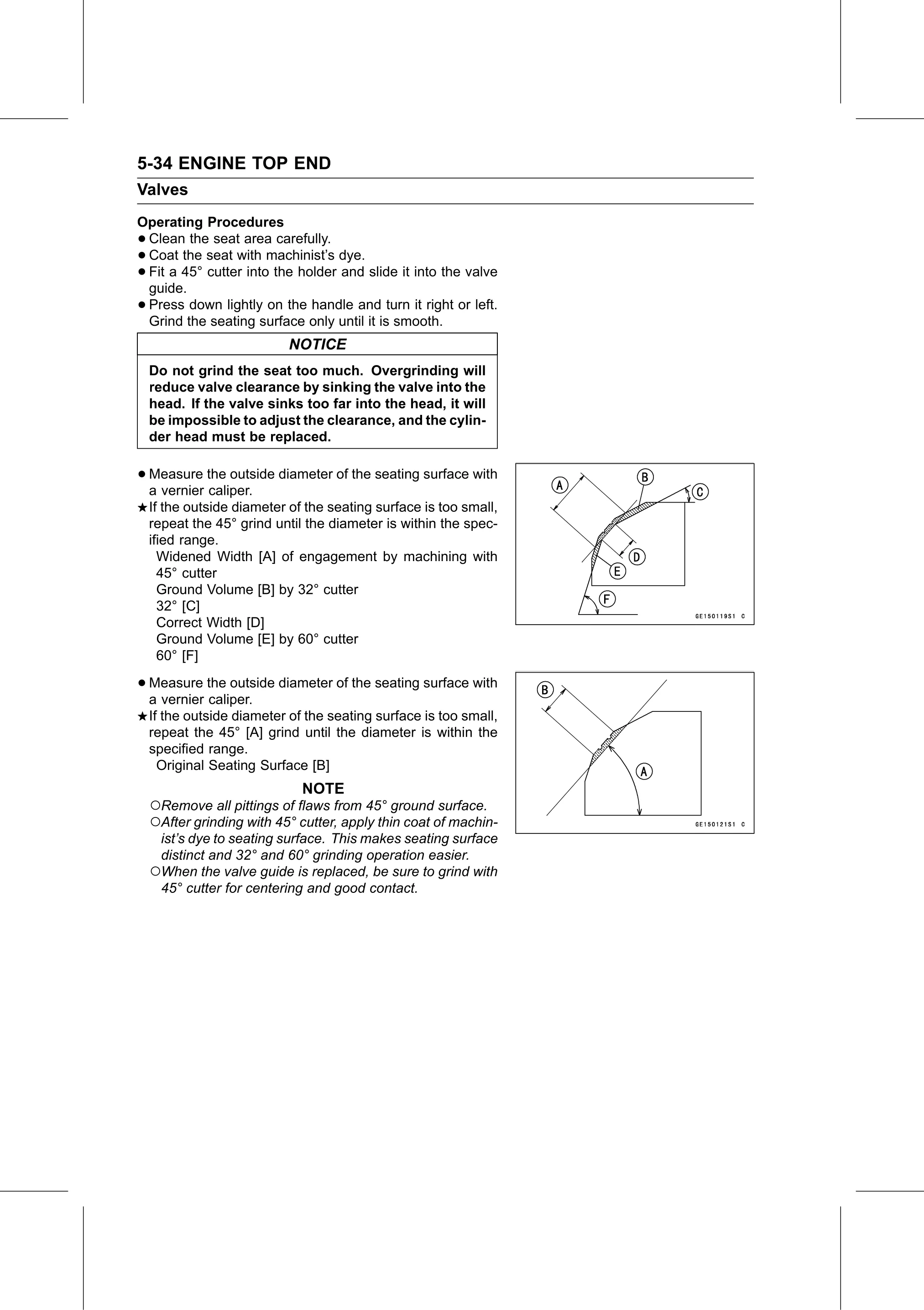 Service Manual page 284 — Engine Top End › Valve Seat Repair